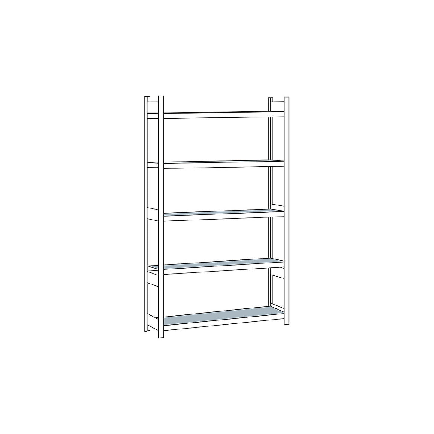 Wide span shelving unit, plug-in, HxWxD 3000 x 1500 x 400 mm, steel shelves, standard shelf unit.