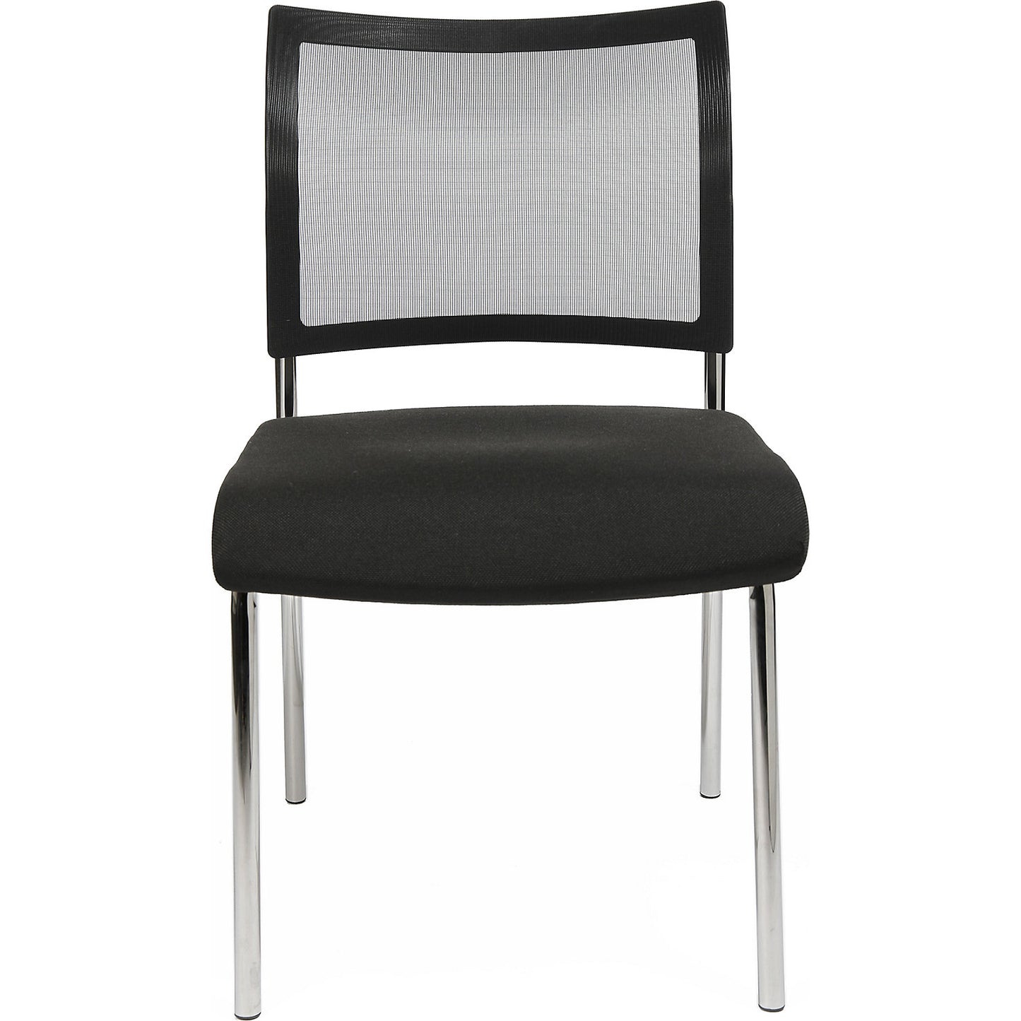Visitors' chair, stackable, 4 legs, mesh back rest, pack of 2, black.