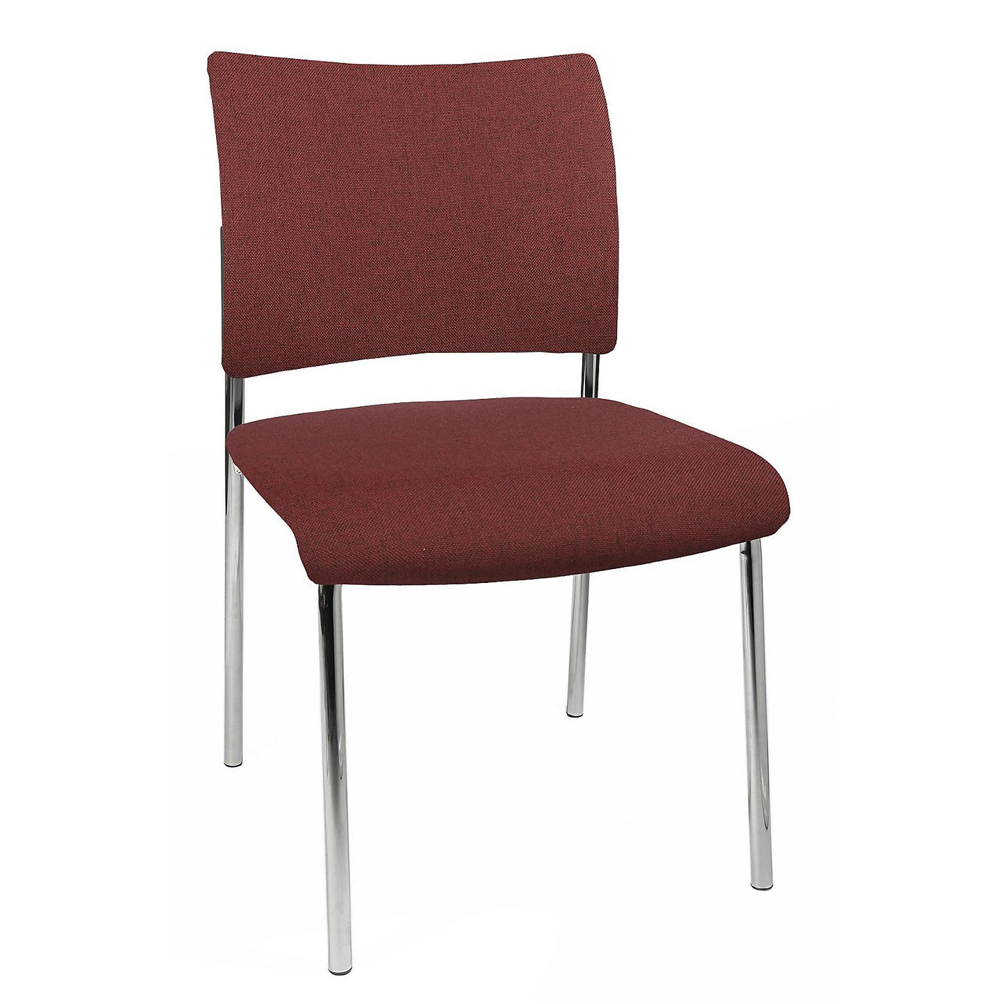 Visitors' chair, stackable, 4 legs, upholstered back rest, pack of 2, bordeaux.