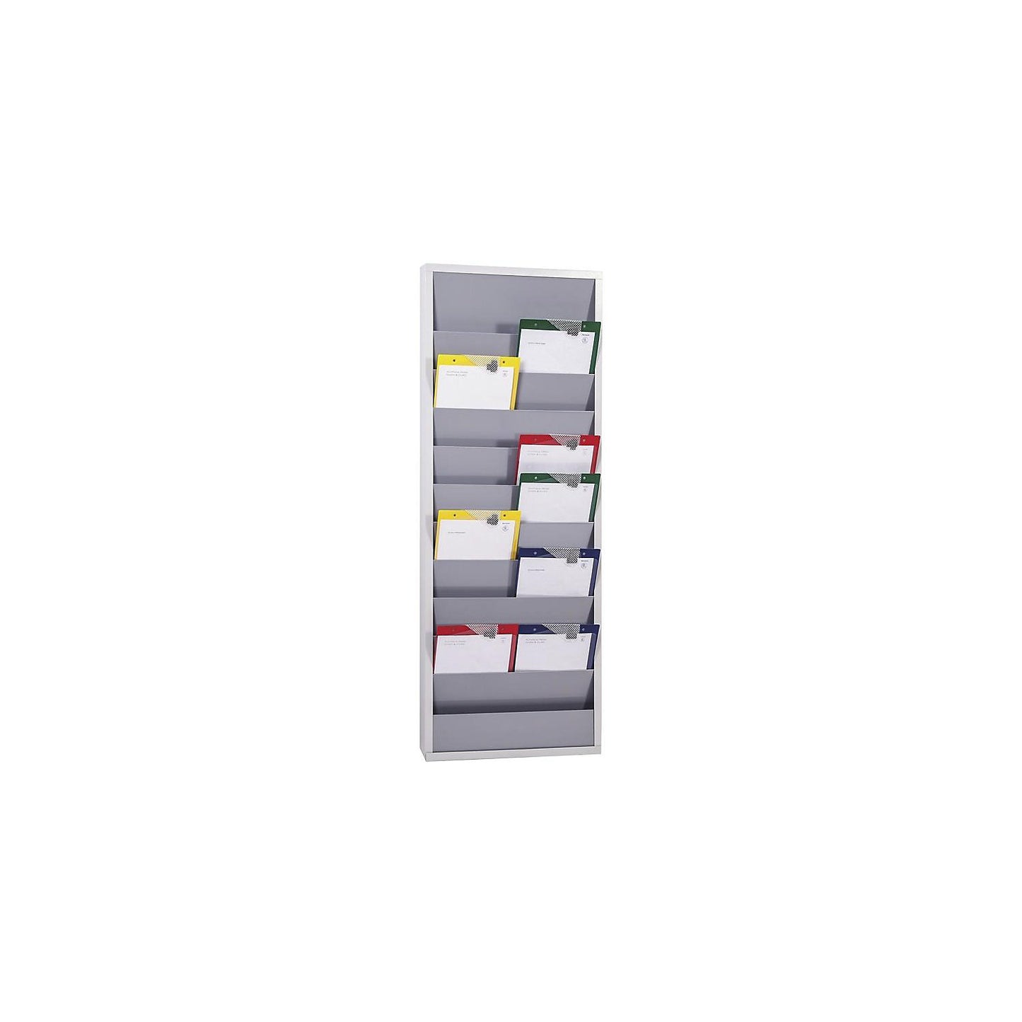 Planning board, with 10 rails, double row, HxWxD 1280 x 554 x 74 mm, grey.