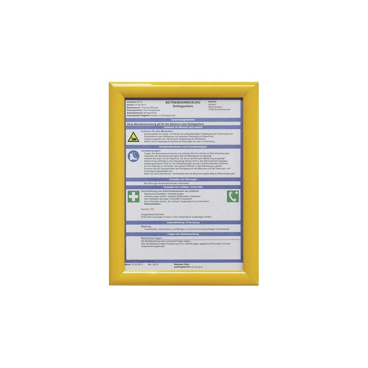 Folding frame, A4, pack of 2, yellow.