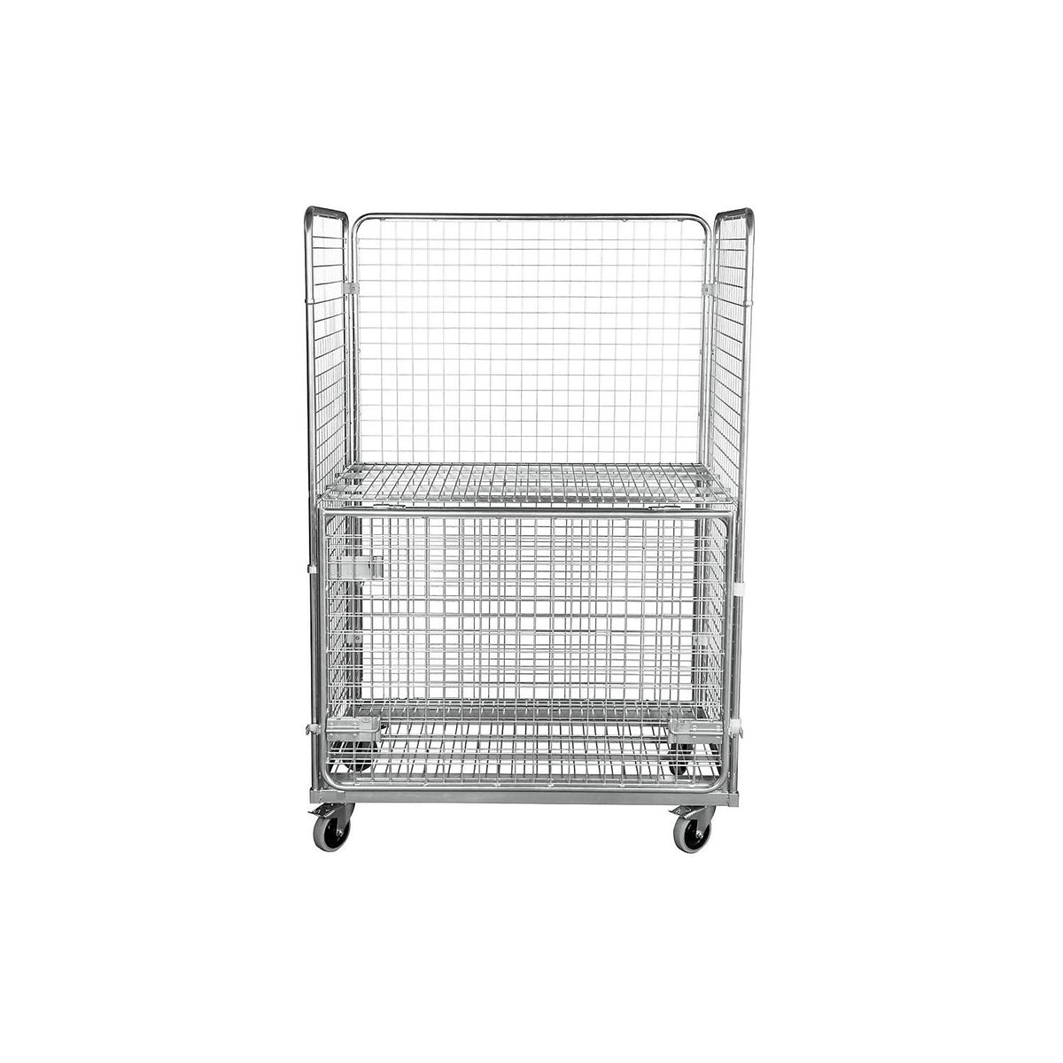Steel roll container, LxW 1200 x 800 mm, 4-sided, with folding front panel.