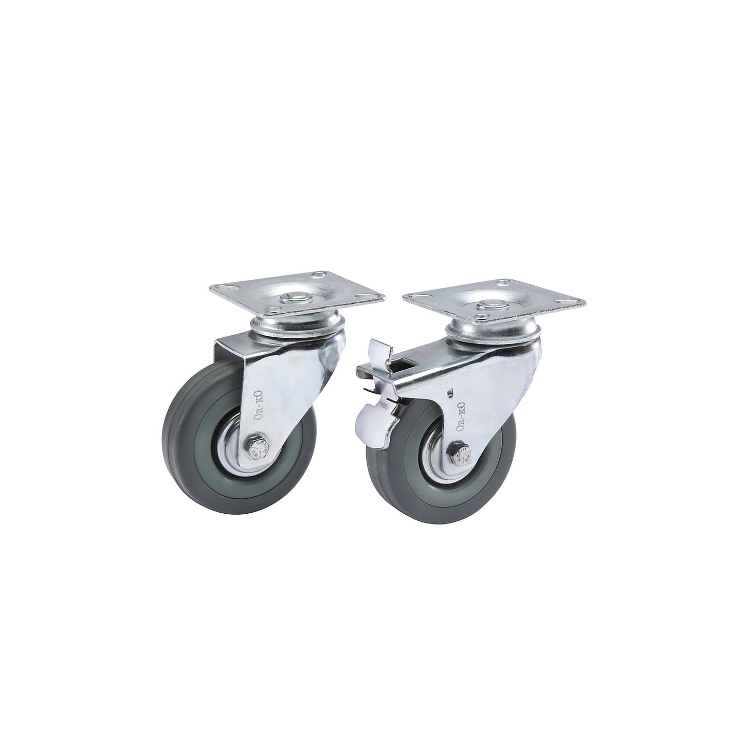 Wheel set, 4 swivel castors, 2 with wheel stops.