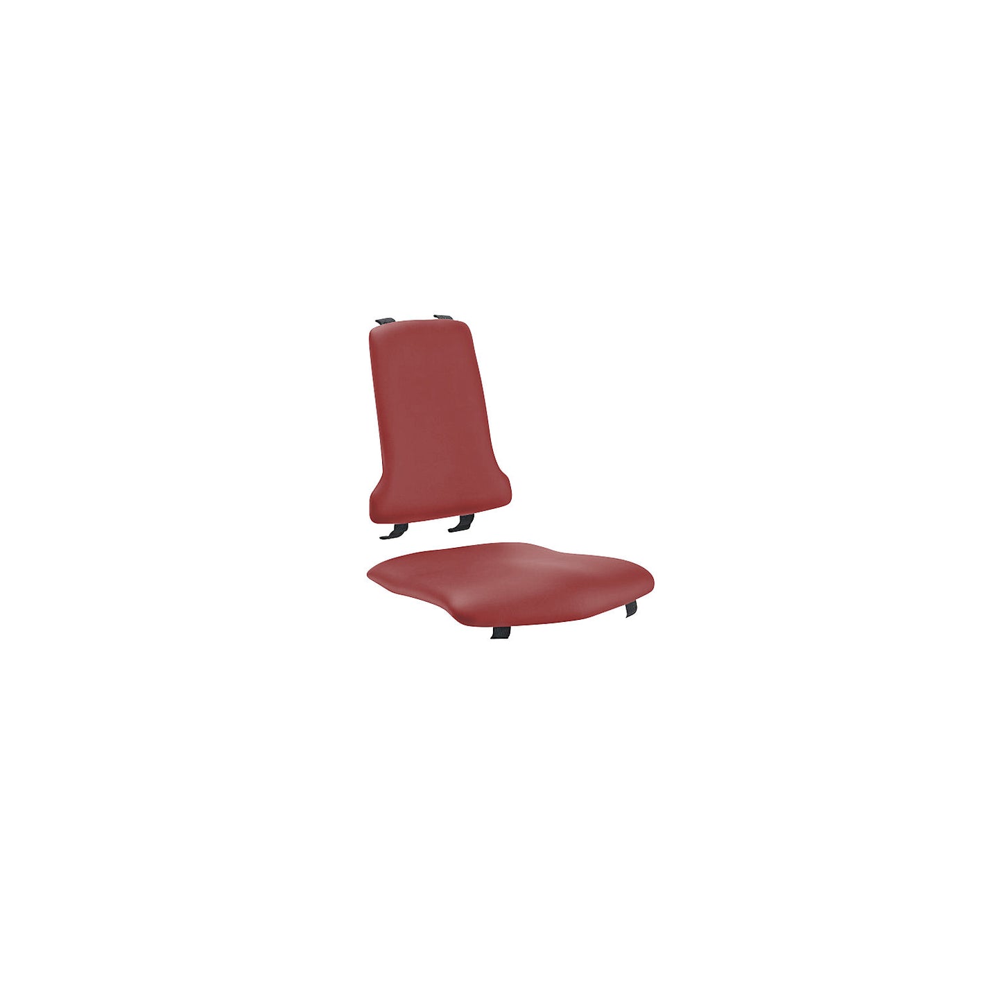 Upholstery for industrial chair, vinyl, red.