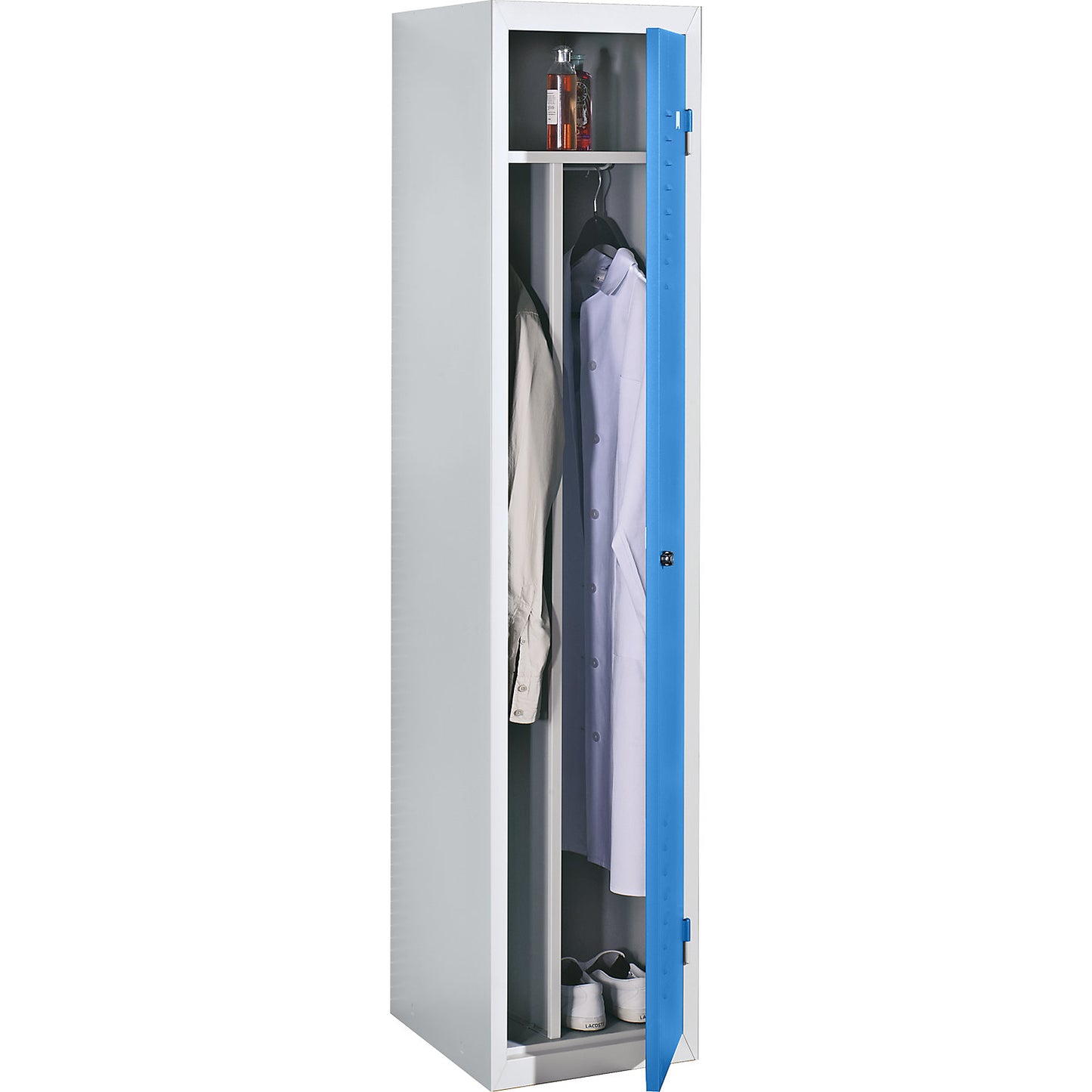 Venlo clean and dirty locker, 1 compartment with centre partition, standard unit, light blue door.