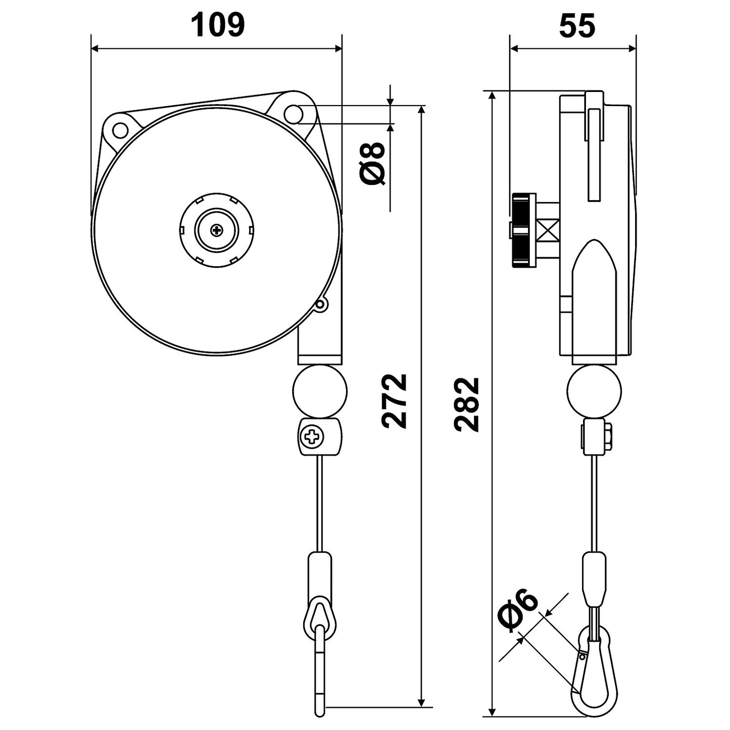 Professional balancer, without fall arrester, max. load 0.4 - 1 kg.