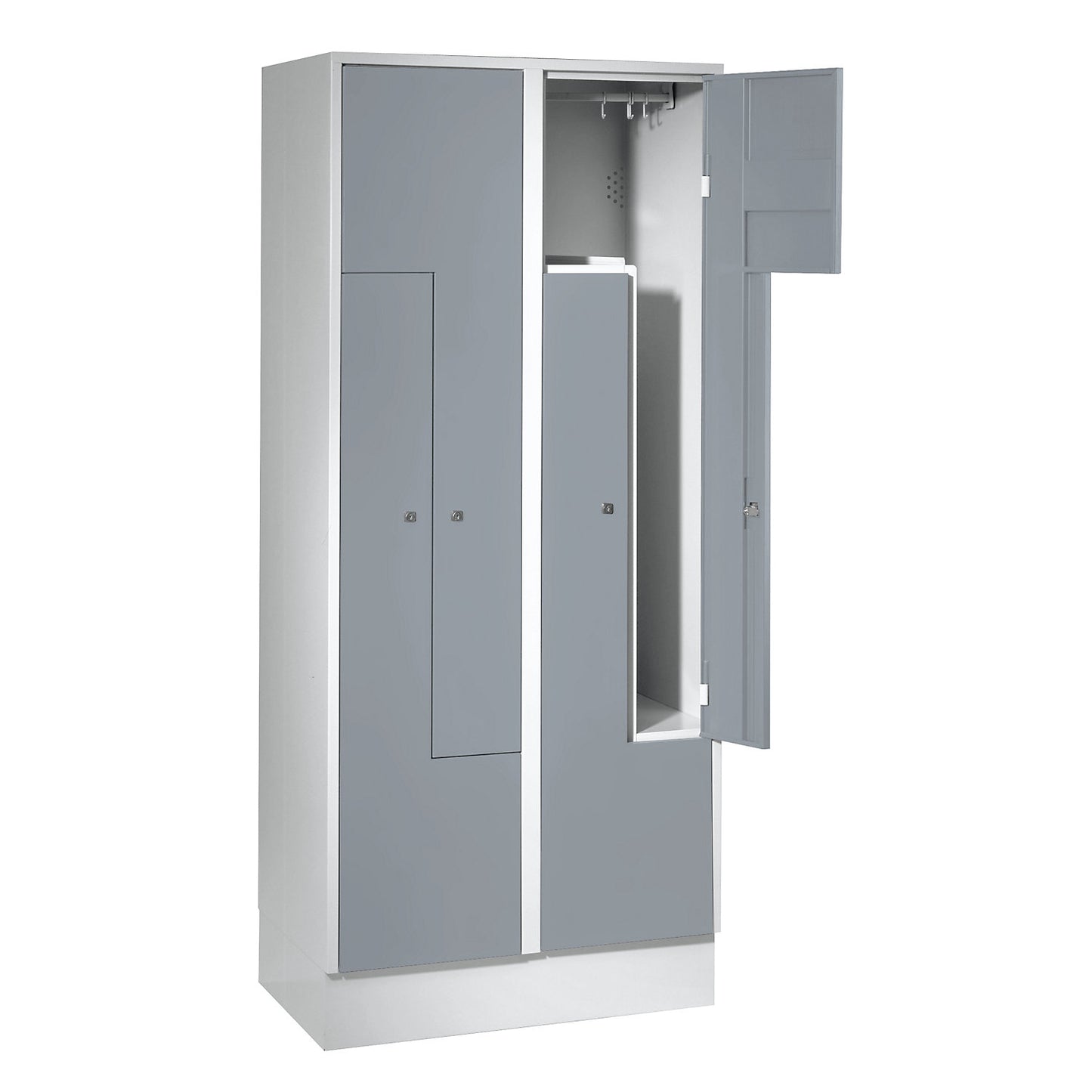 München Z locker, 2 compartments, W 800 mm, doors silver grey.