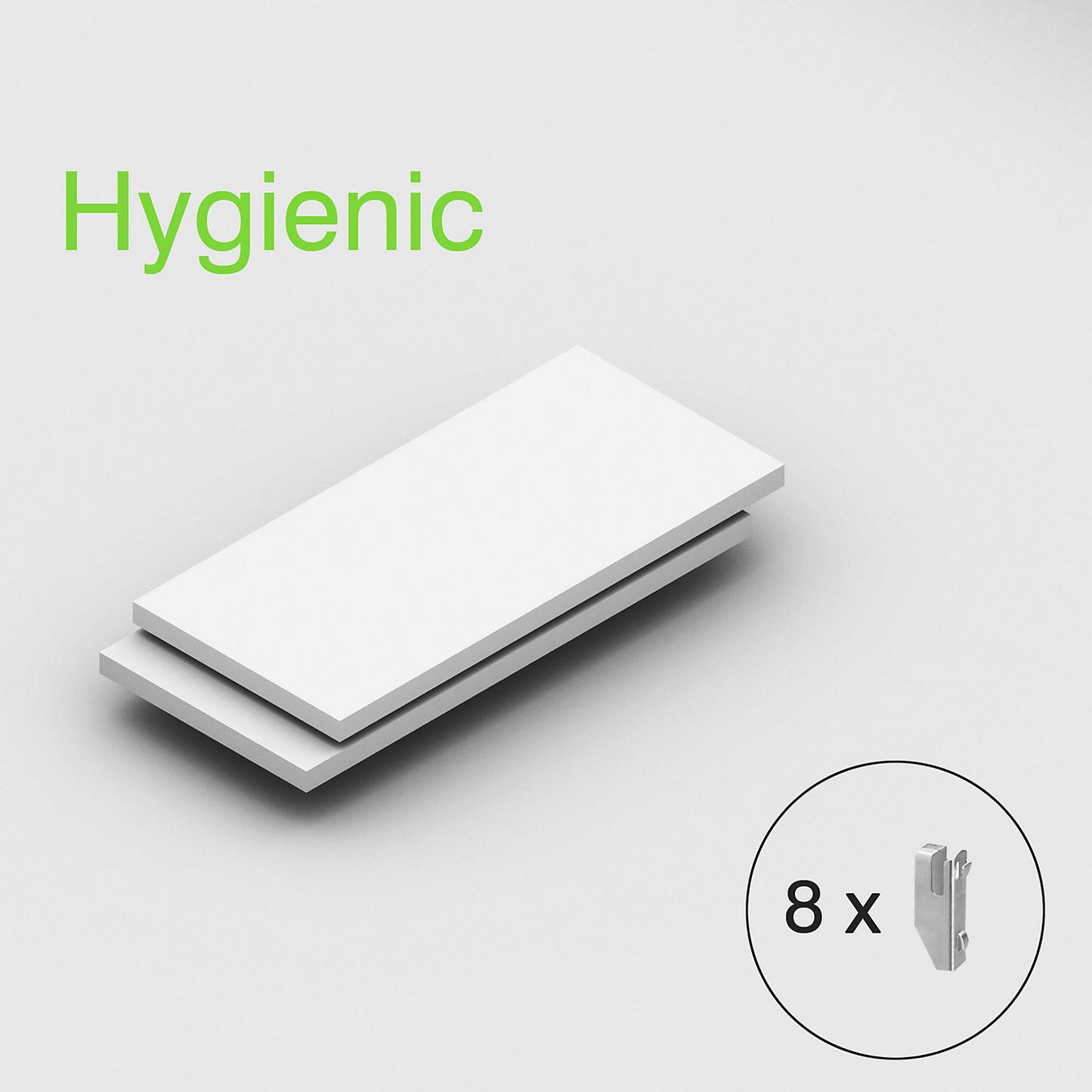 Shelf, for hygienic boltless shelving unit, pack of 2, WxD 965 x 450 mm.