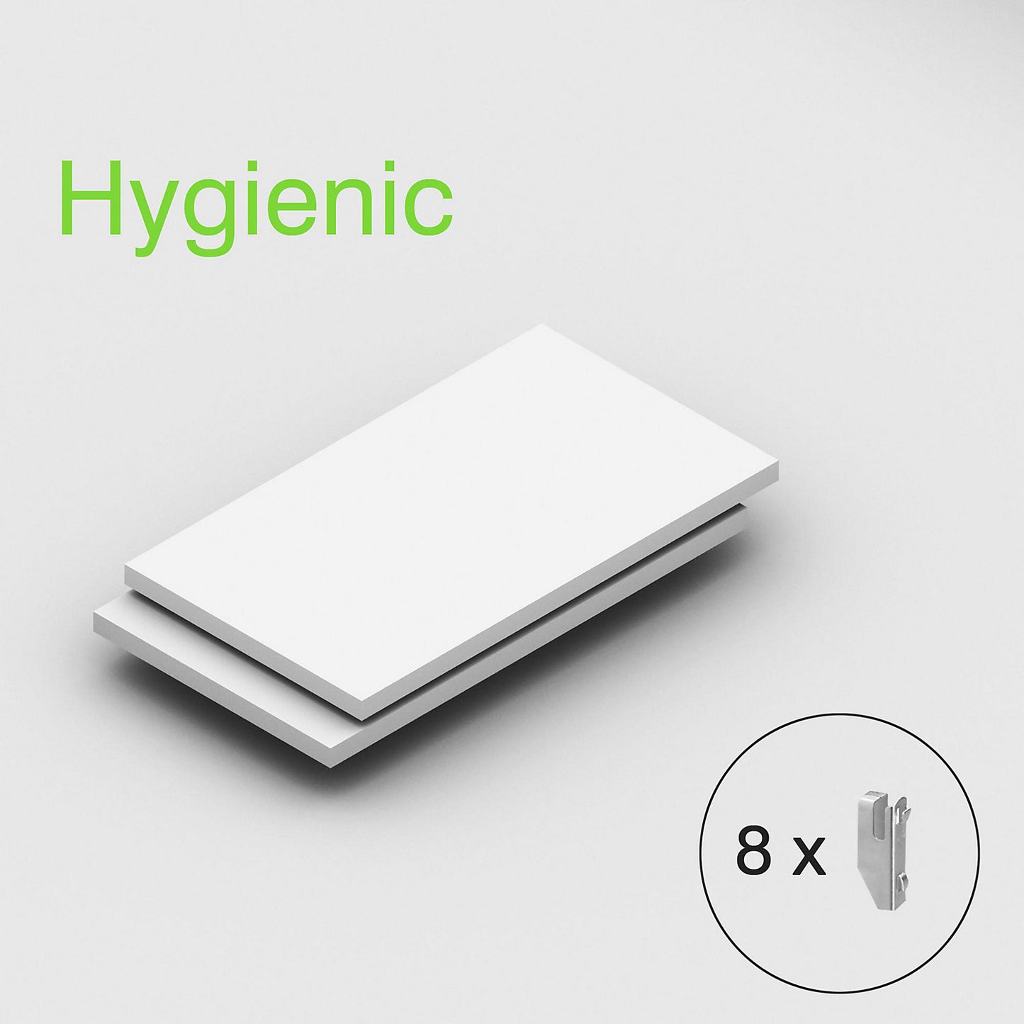 Shelf, for hygienic boltless shelving unit, pack of 2, WxD 965 x 550 mm.
