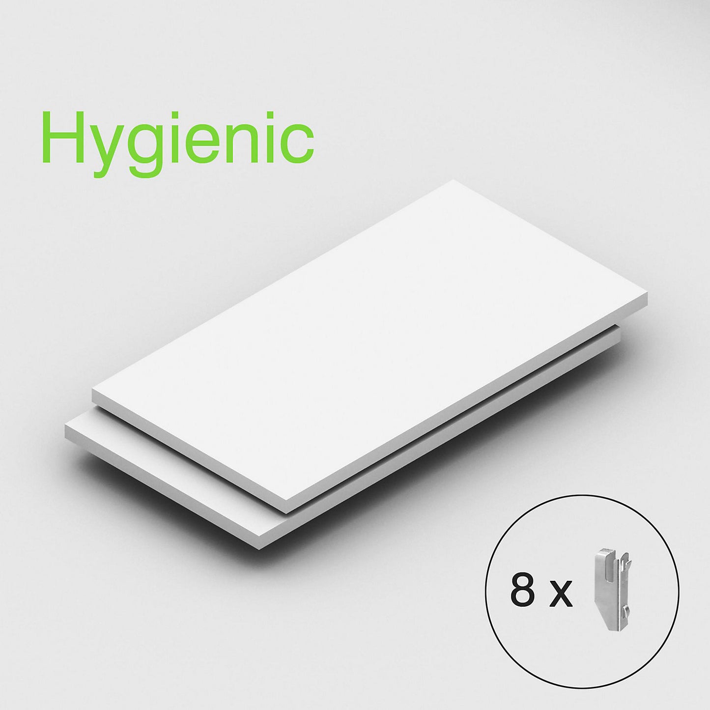 Shelf, for hygienic boltless shelving unit, pack of 2, WxD 1215 x 650 mm.