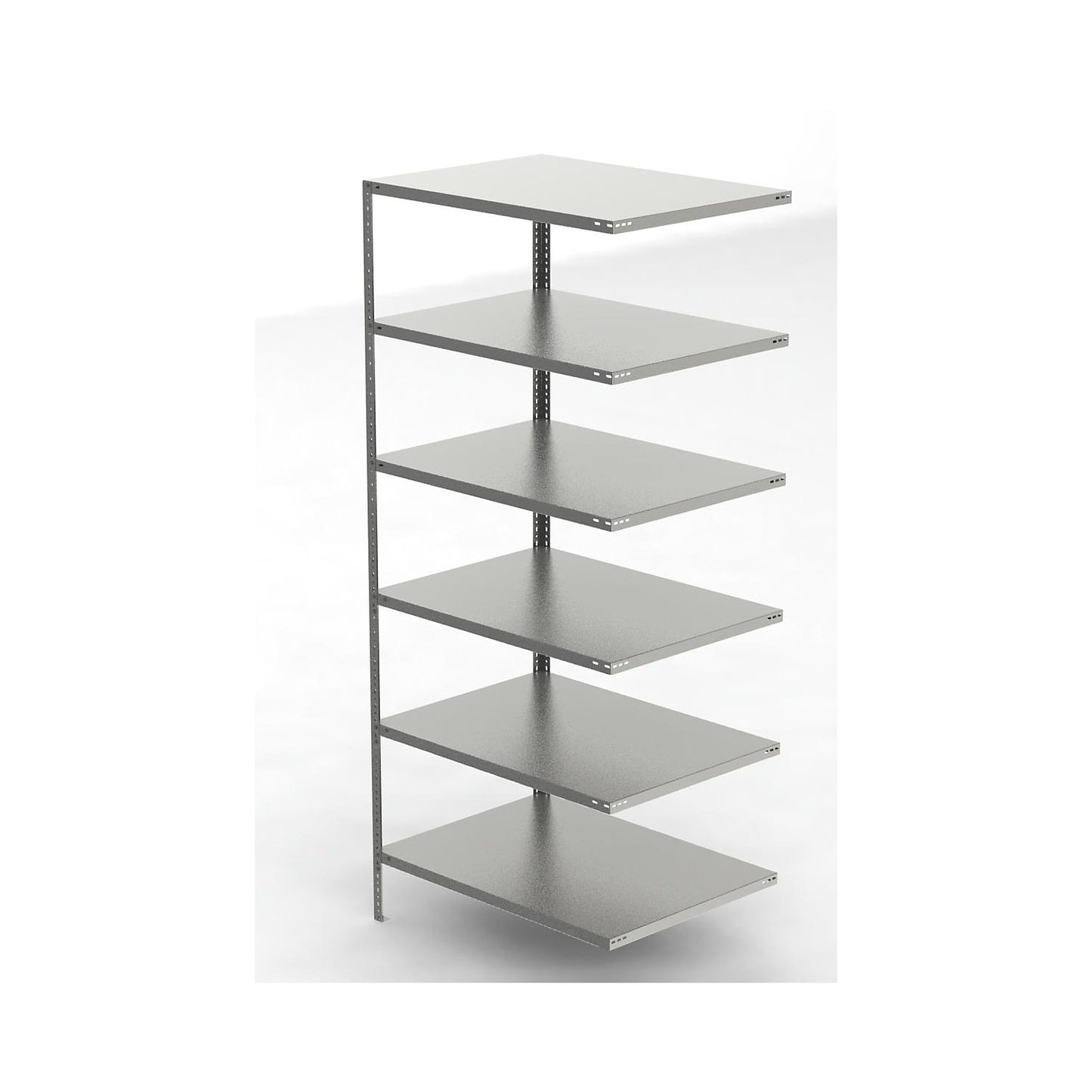 Stainless steel shelf unit, shelf height 2500 mm, extension shelf, width x depth 1100 x 800 mm.