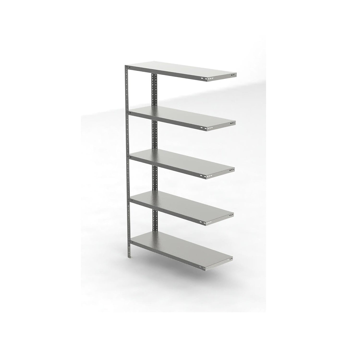 Stainless steel shelf unit, shelf height 2000 mm, extension shelf, width x depth 1100 x 400 mm.