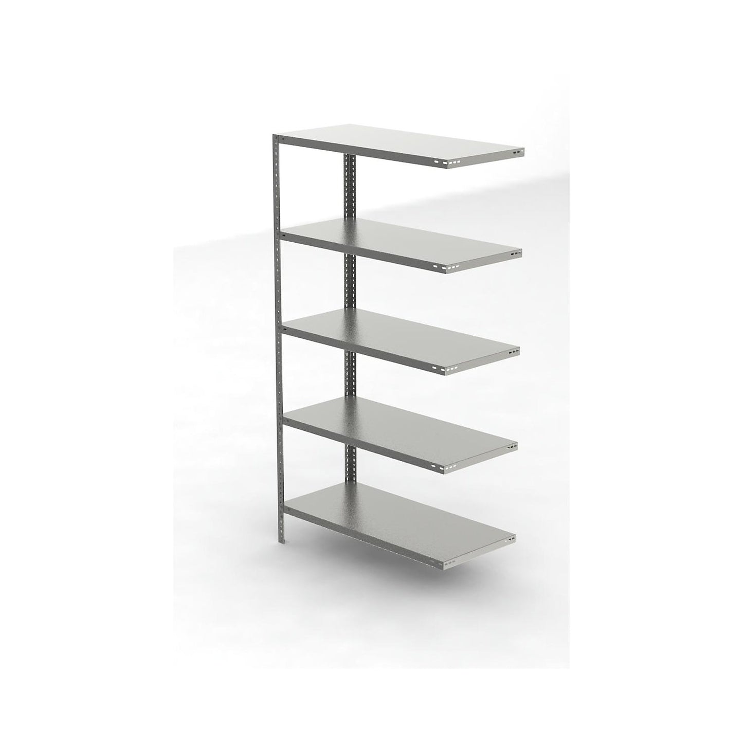 Stainless steel shelf unit, shelf height 2000 mm, extension shelf, width x depth 1100 x 500 mm.