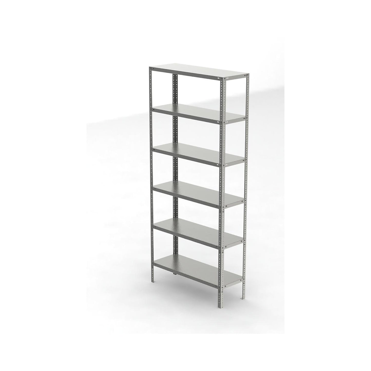 Stainless steel shelf unit, shelf height 2500 mm, standard shelf, width x depth 1100 x 400 mm.
