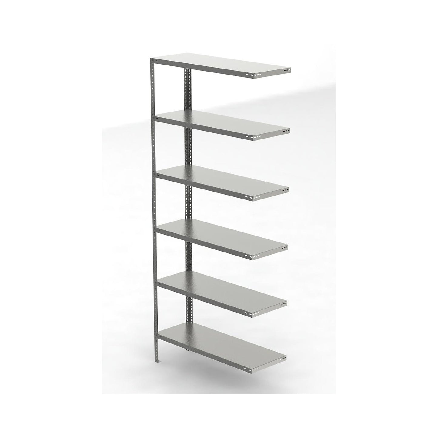 Stainless steel shelf unit, shelf height 2500 mm, extension shelf, width x depth 1100 x 400 mm.