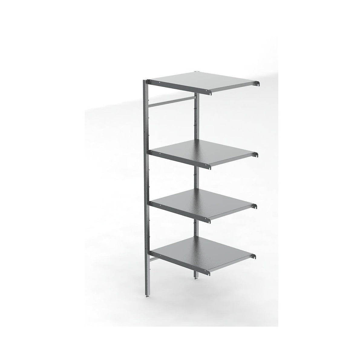 Stainless steel boltless shelf unit, 4 smooth shelves, shelf width x depth 640 x 540 mm, extension shelf unit.