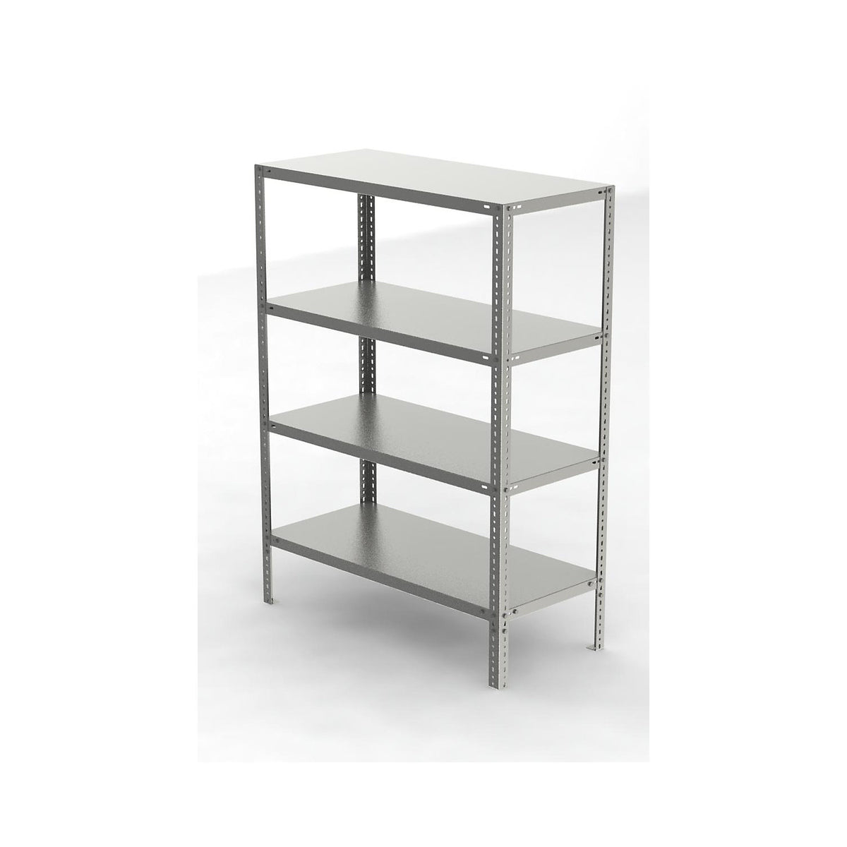 Stainless steel shelf unit, shelf height 1500 mm, standard shelf, width x depth 1100 x 500 mm.