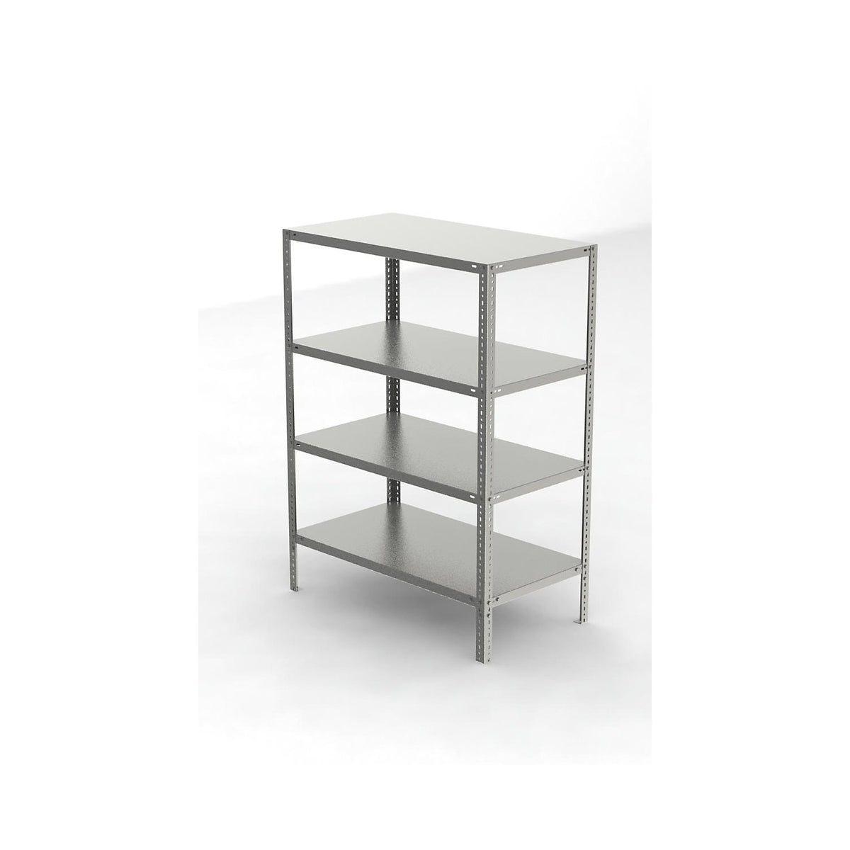 Stainless steel shelf unit, shelf height 1500 mm, standard shelf, width x depth 1100 x 600 mm.
