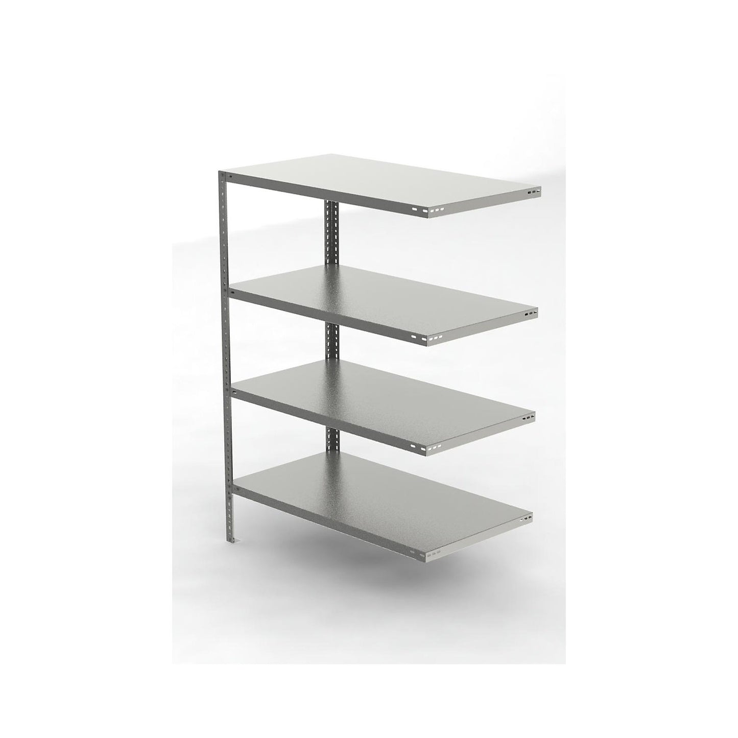 Stainless steel shelf unit, shelf height 1500 mm, extension shelf, width x depth 1100 x 600 mm.