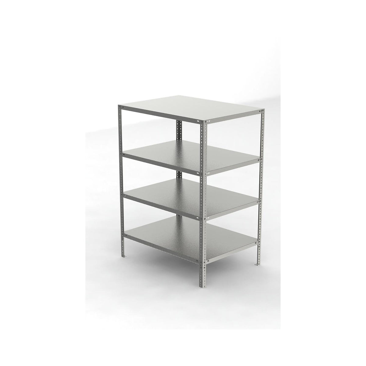 Stainless steel shelf unit, shelf height 1500 mm, standard shelf, width x depth 1100 x 800 mm.