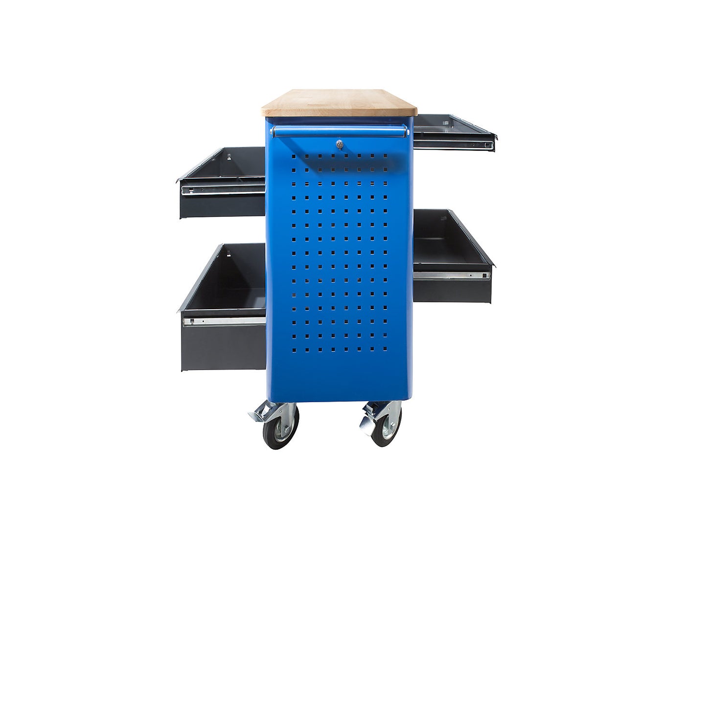 Tool trolley, width 965 mm, with 6 drawers + 2 shelves, body gentian blue.