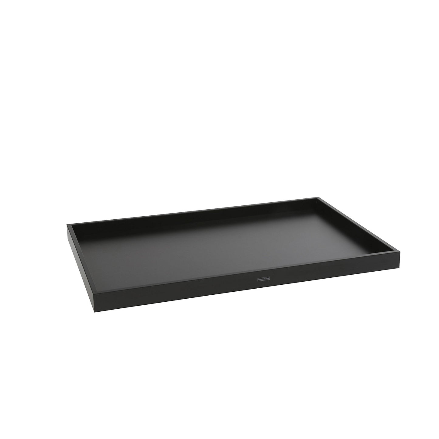 Shelf for cross strut models, for WxD 975 x 700 mm, with raised edge, made of MDF, black.