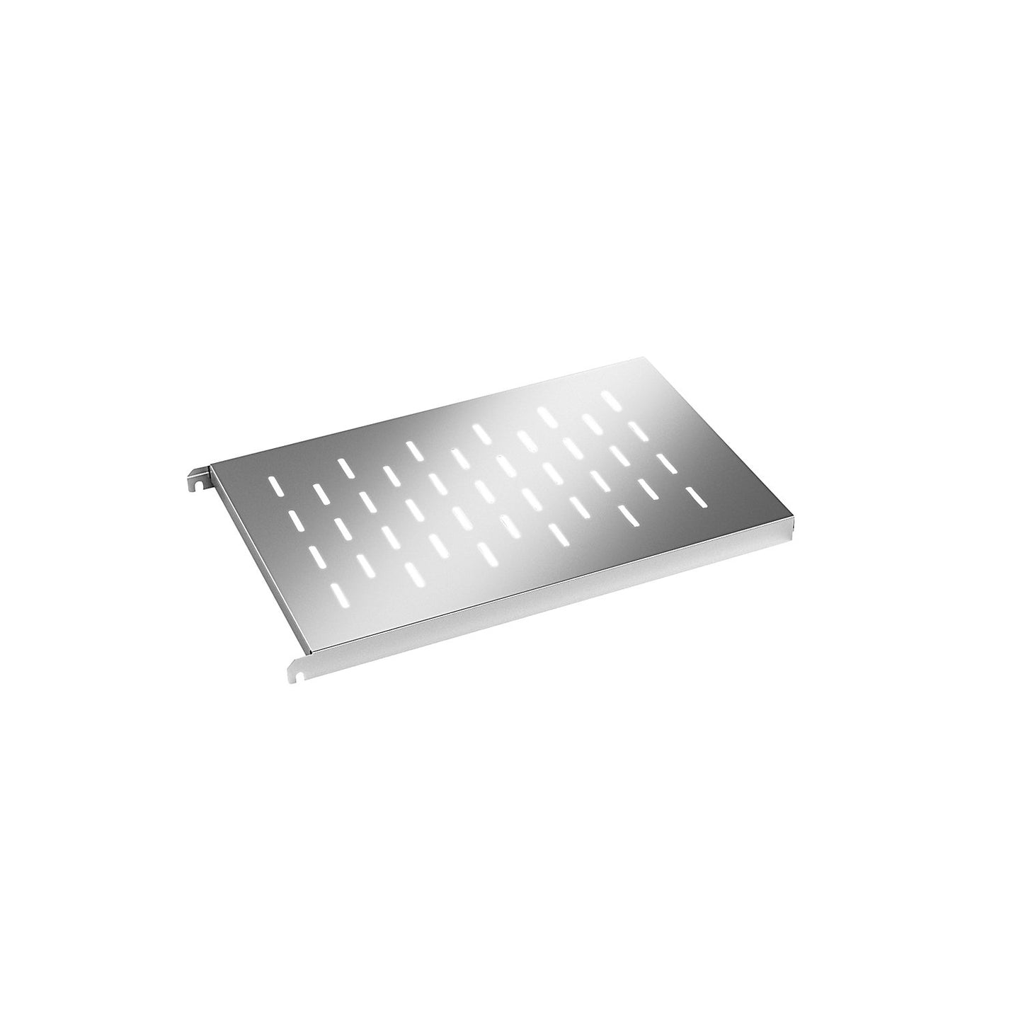 Stainless steel shelf, perforated corner shelf, WxD 640 x 440 mm.