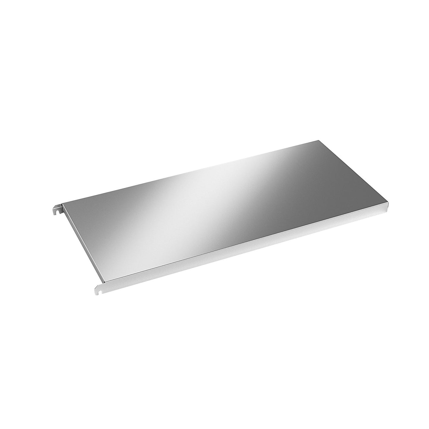Stainless steel shelf, smooth corner shelf, WxD 940 x 440 mm.