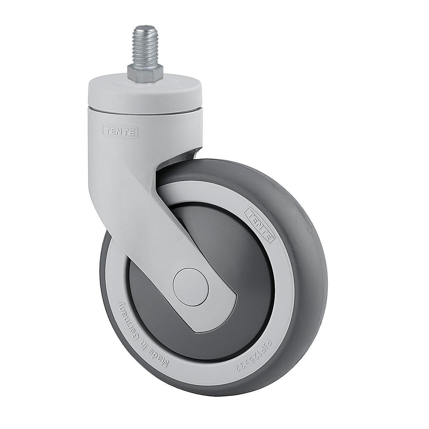 Plastic castor with threaded pin, wheel Ø x width 75 x 25 mm, swivel castor.