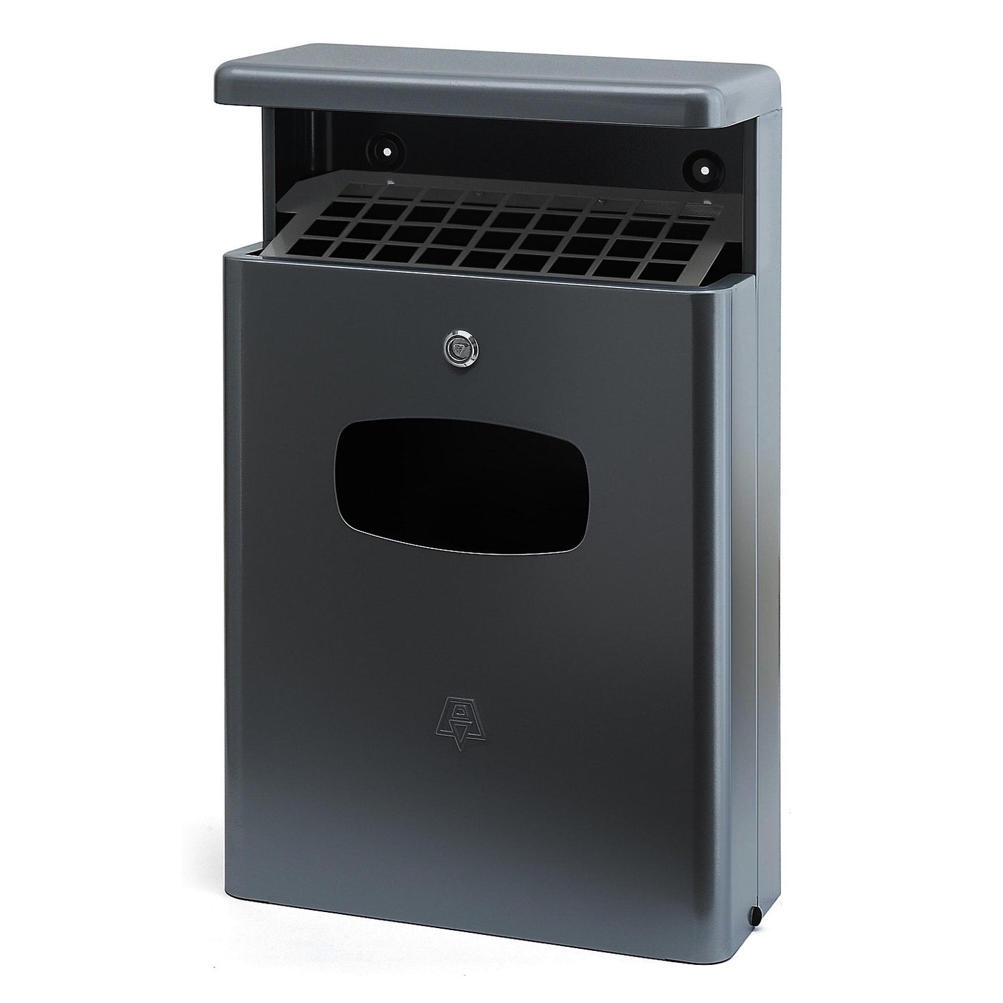Wall mounted waste collector with ashtray, capacity 16 l, WxHxD 400 x 650 x 190 mm, charcoal.