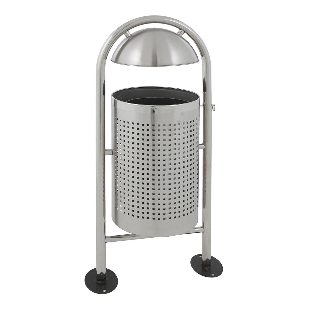 Waste collector with rain cover, capacity 27 l, HxØ 1150 x 350 mm, stainless steel, matt finish.