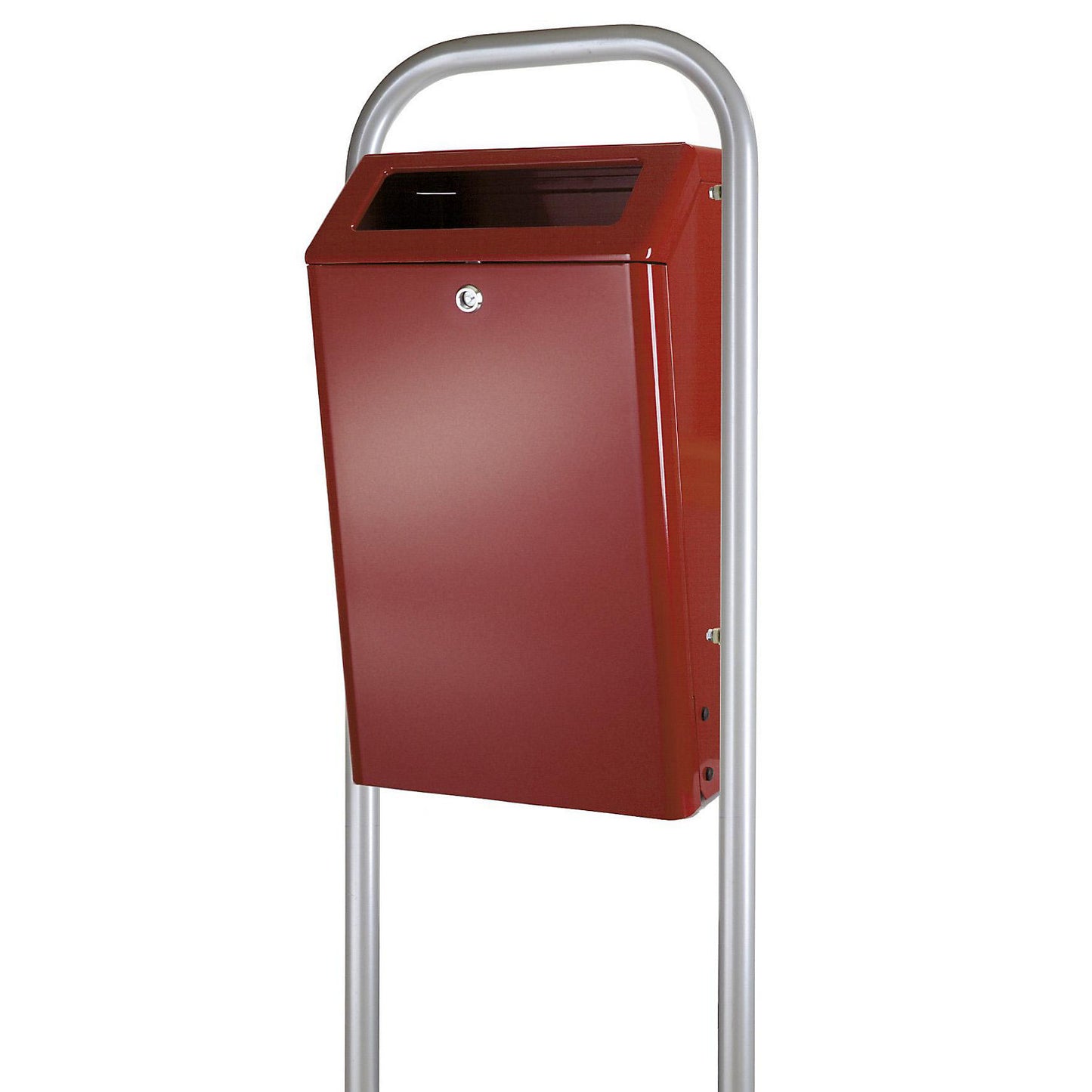 Waste collector with metal inner container, capacity 50 l, WxHxD 305 x 725 x 400 mm, bordeaux.