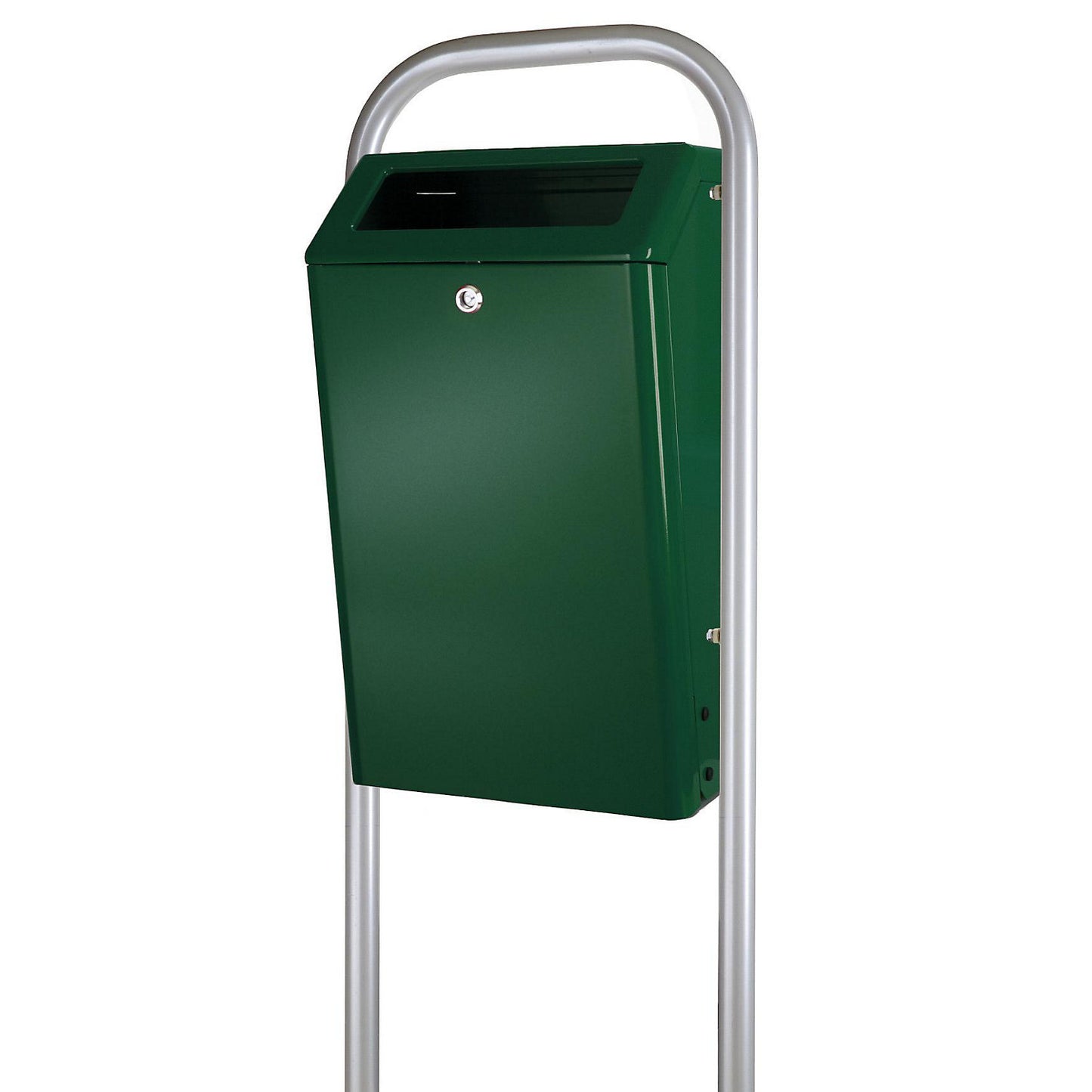 Waste collector with metal inner container, capacity 50 l, WxHxD 305 x 725 x 400 mm, green.
