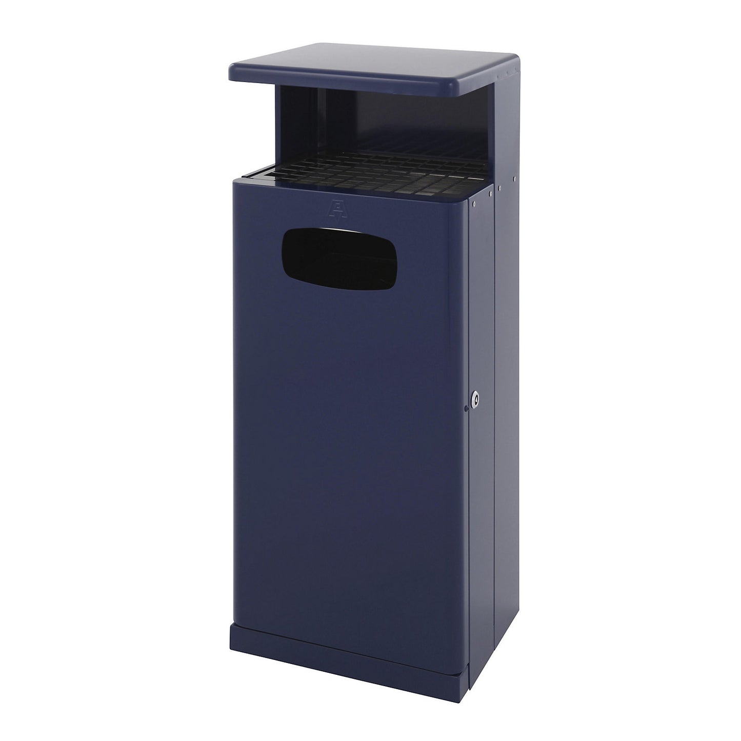 Waste collector with ashtray hood, aluminium, capacity 55 l, WxHxD 345 x 1030 x 400 mm, blue.