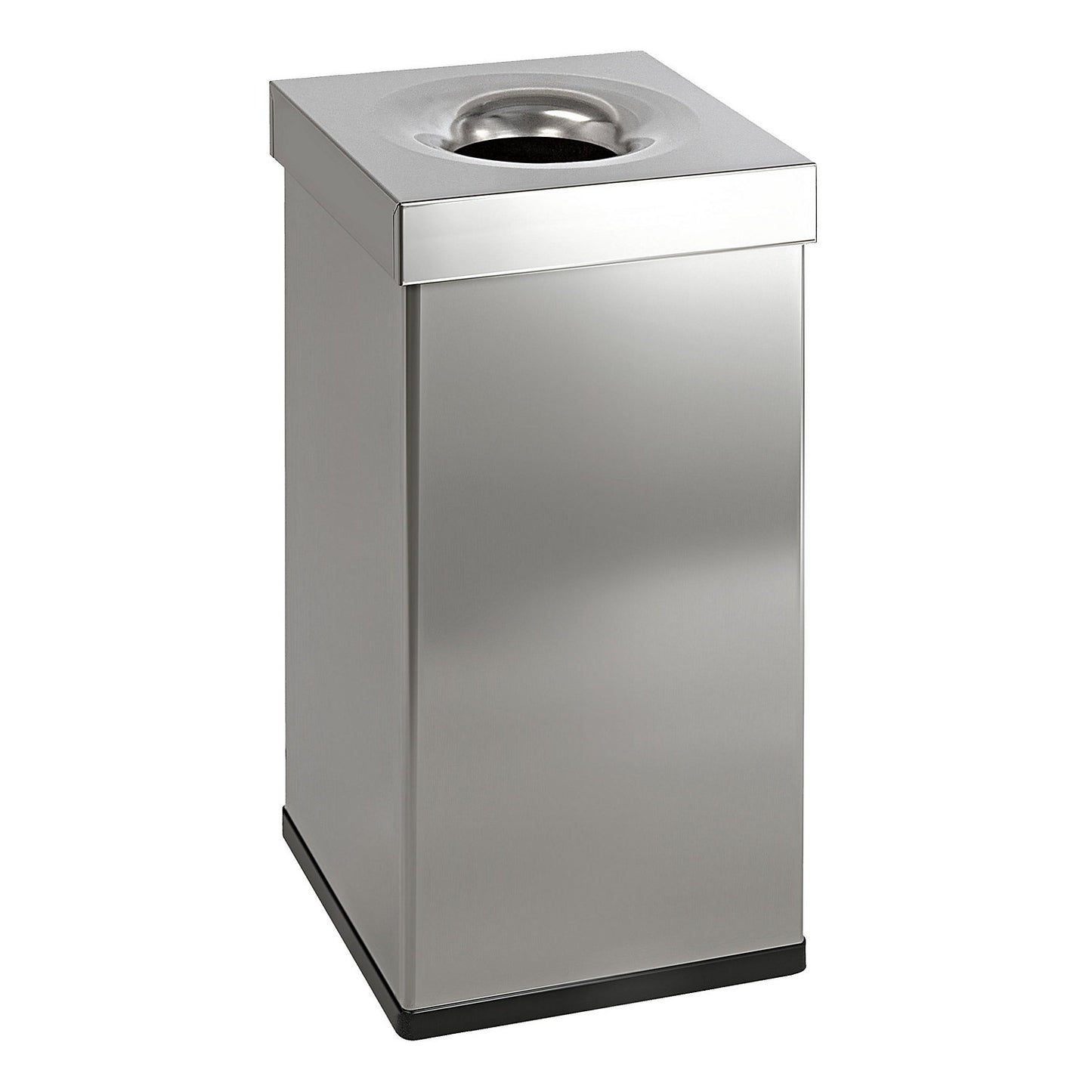 Waste paper bin, square, capacity 55 l, WxHxD 300 x 600 x 300 mm, stainless steel.