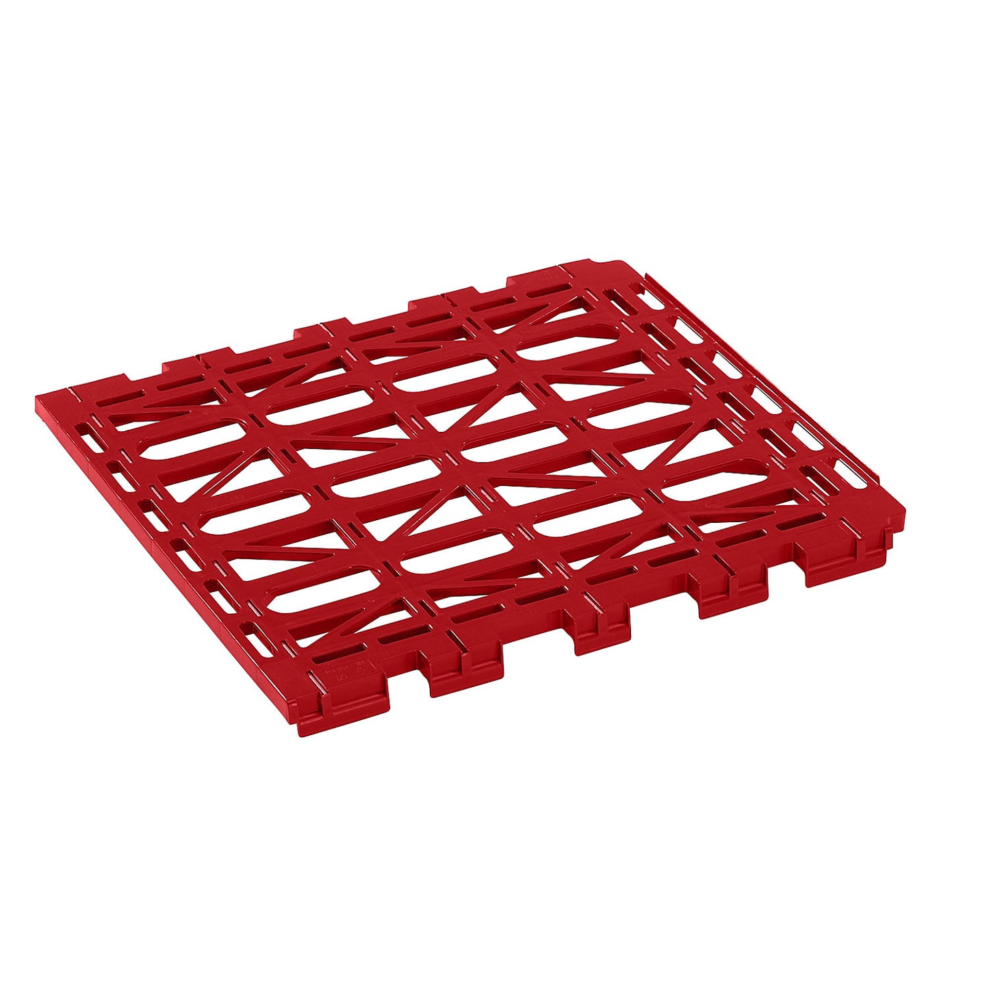 Shelf, plastic, red.