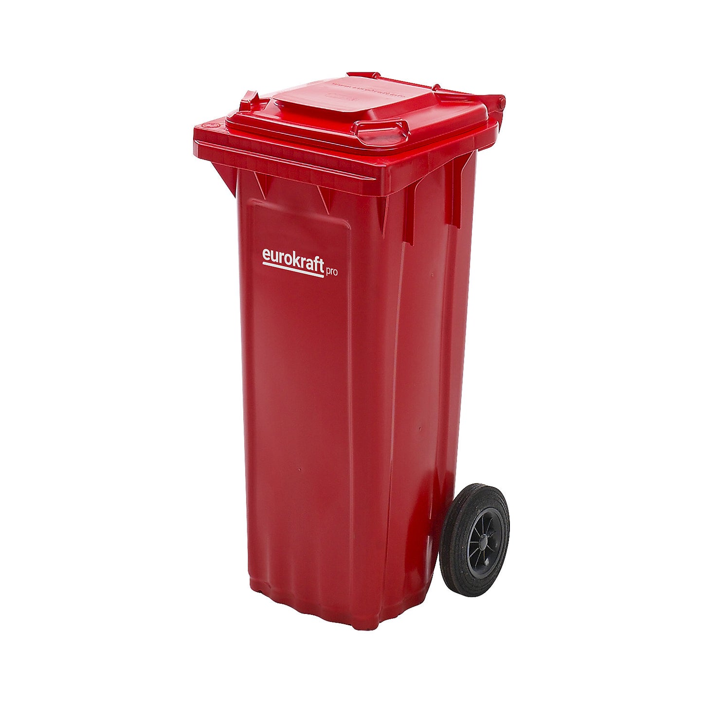 Plastic waste bin DIN EN 840, capacity 120 l, WxHxD 505 x 1005 x 555 mm, red.