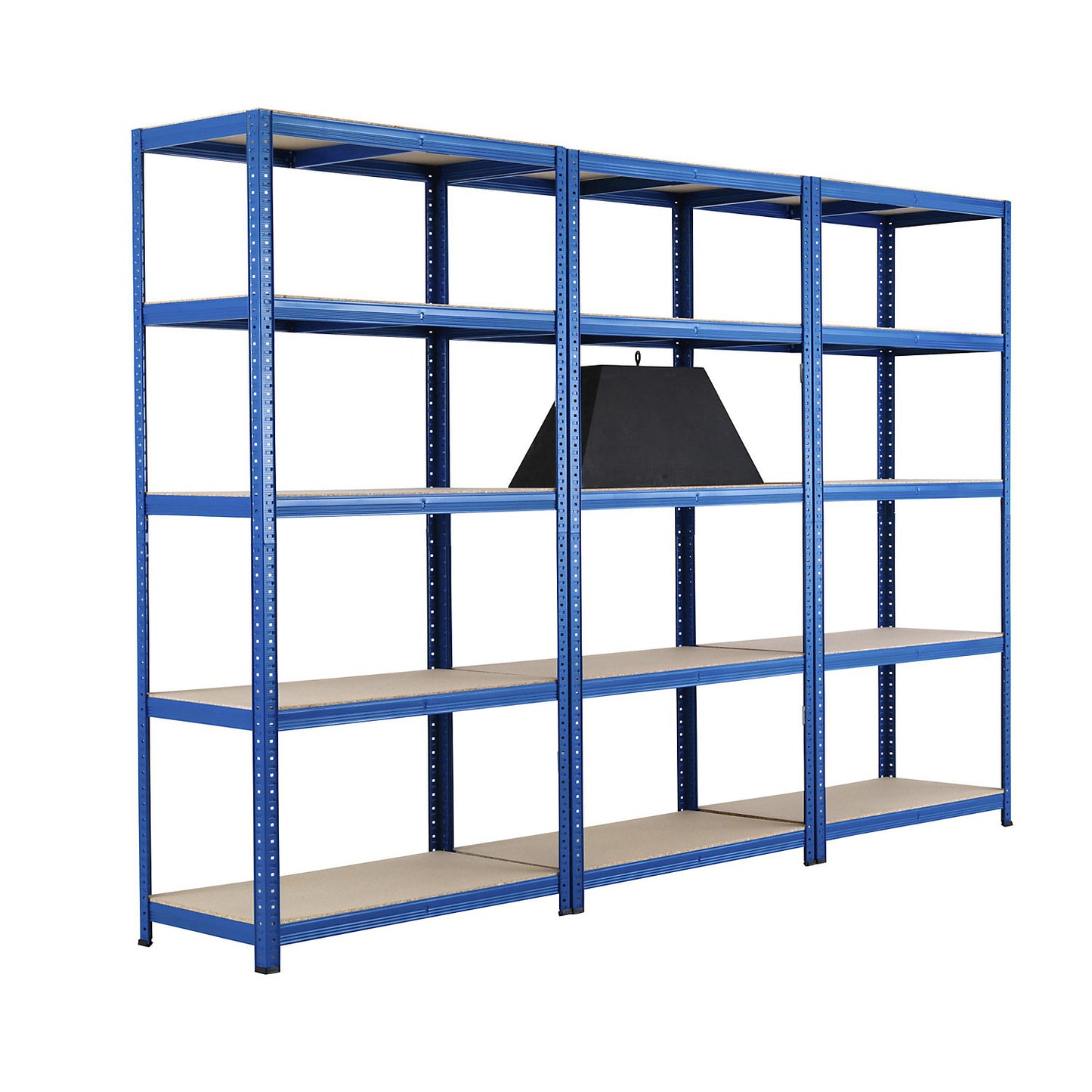 Boltless shelving unit, pack of 3, 5 moulded chipboard shelves, max. load 175 kg, HxWxD 1780 x (3)x900 x 450 mm.