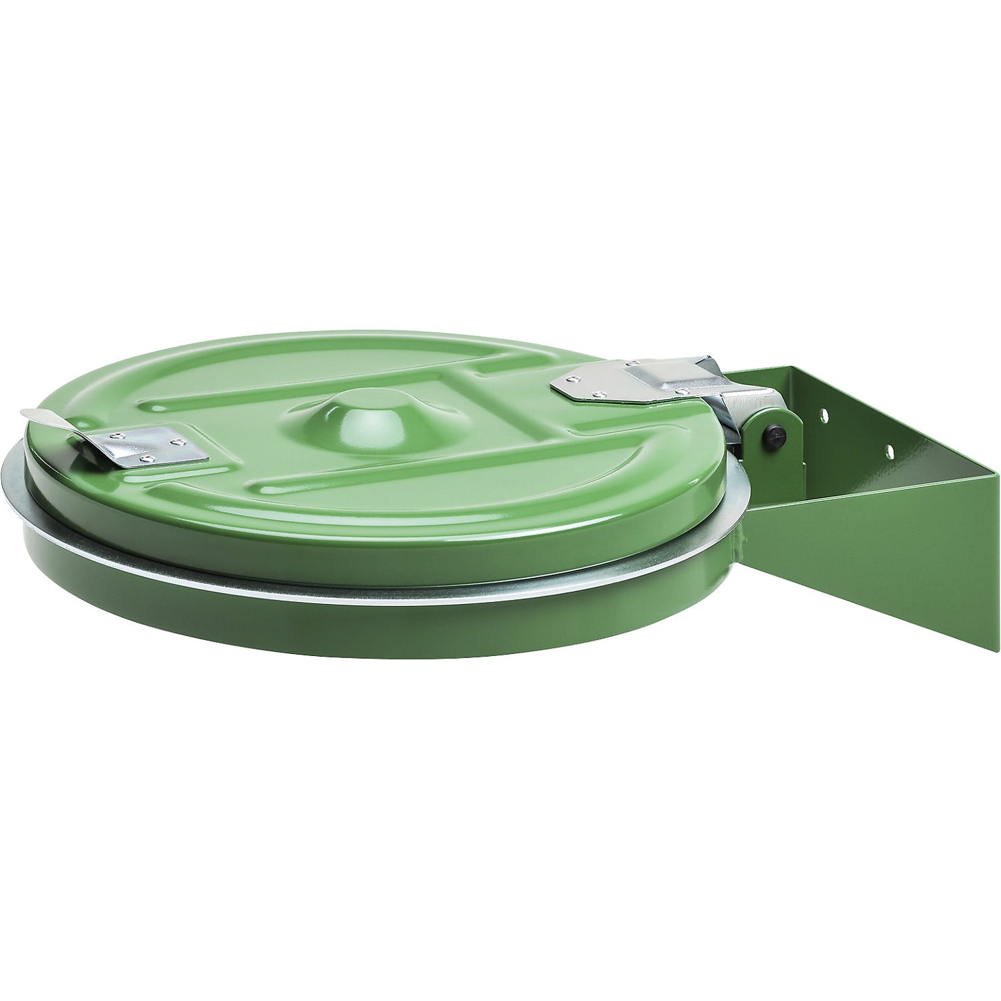 Wall mounted waste sack holder, for capacity 120 l, green, steel lid.