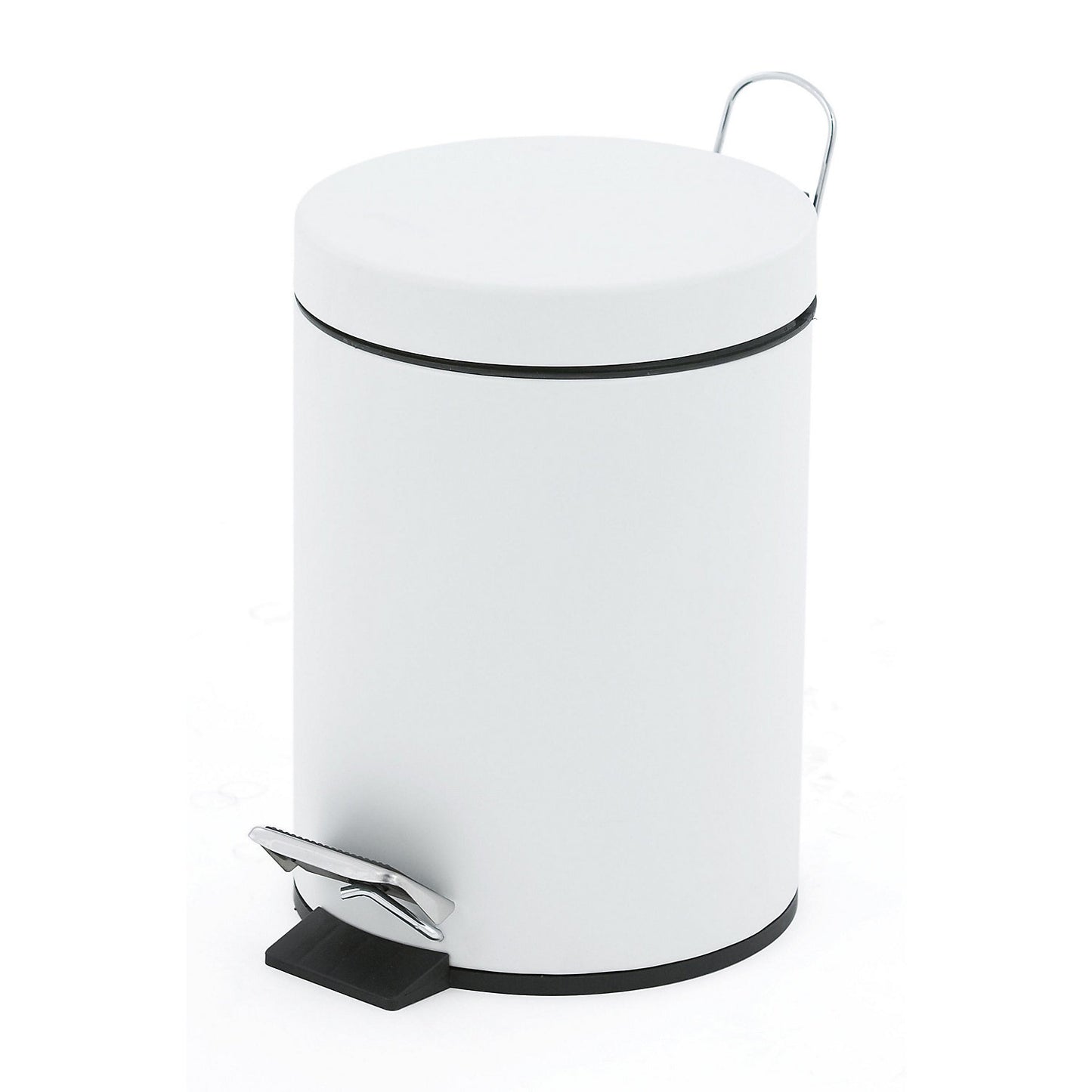 Waste collector with pedal and plastic inner container, capacity 3 l, HxØ 270 x 167 mm, white.