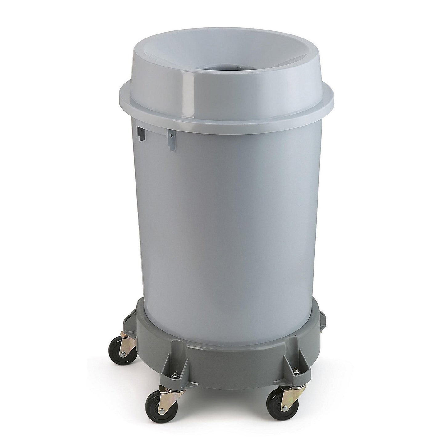 Plastic waste collector, grey, capacity 90 l, HxØ 760 x 520 mm.
