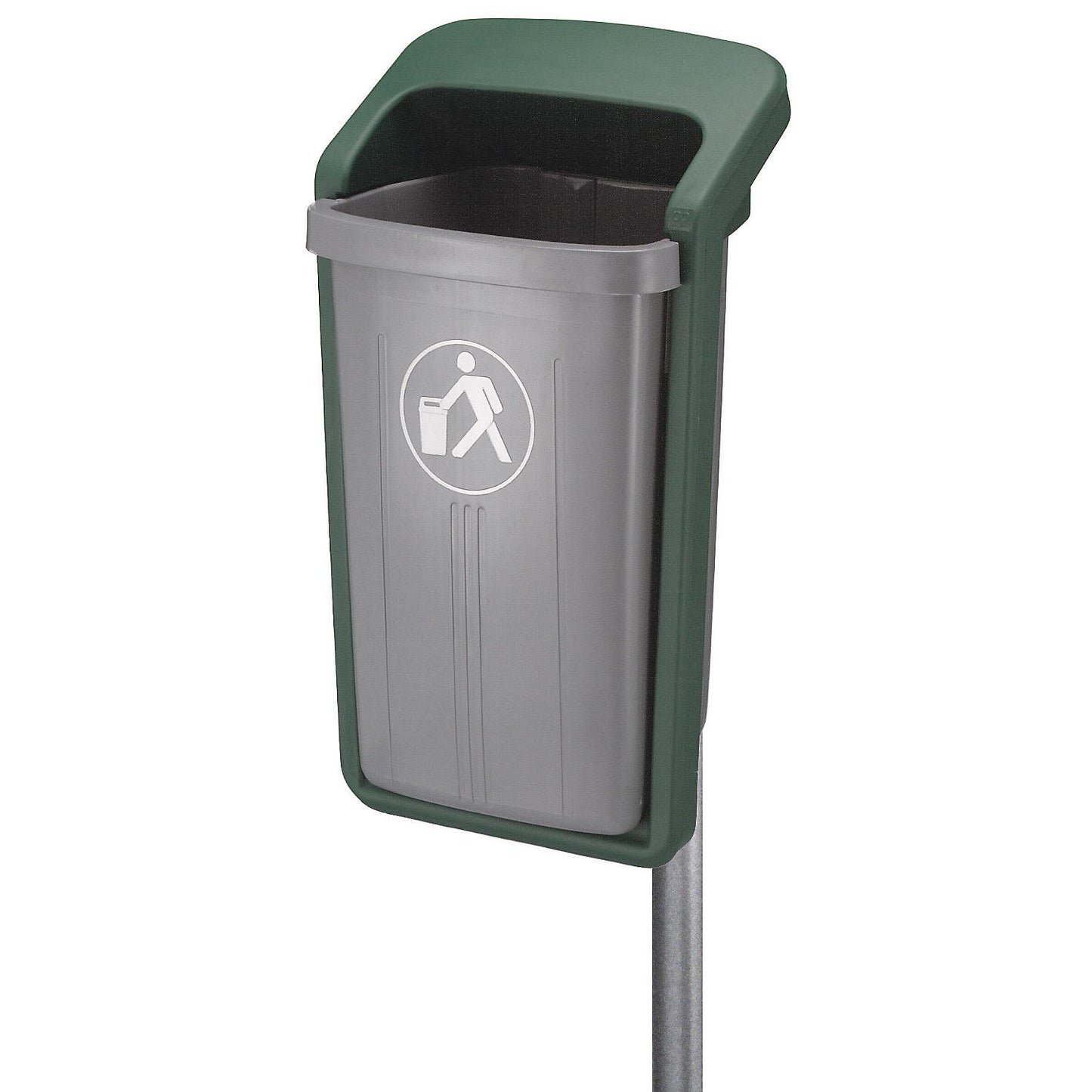 Outdoor waste collector, capacity 50 l, WxHxD 460 x 845 x 390 mm, grey/green.