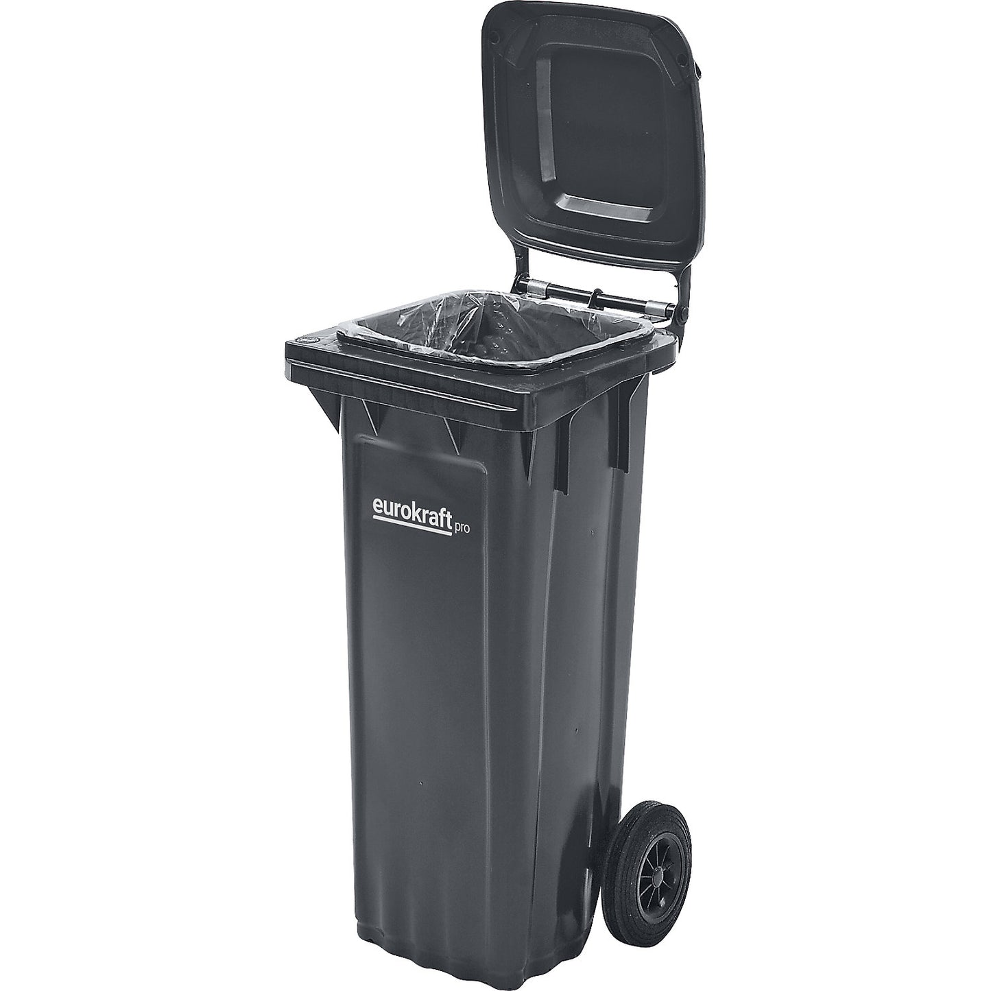 Plastic waste bin DIN EN 840, capacity 80 l, WxHxD 448 x 932 x 514 mm, charcoal.