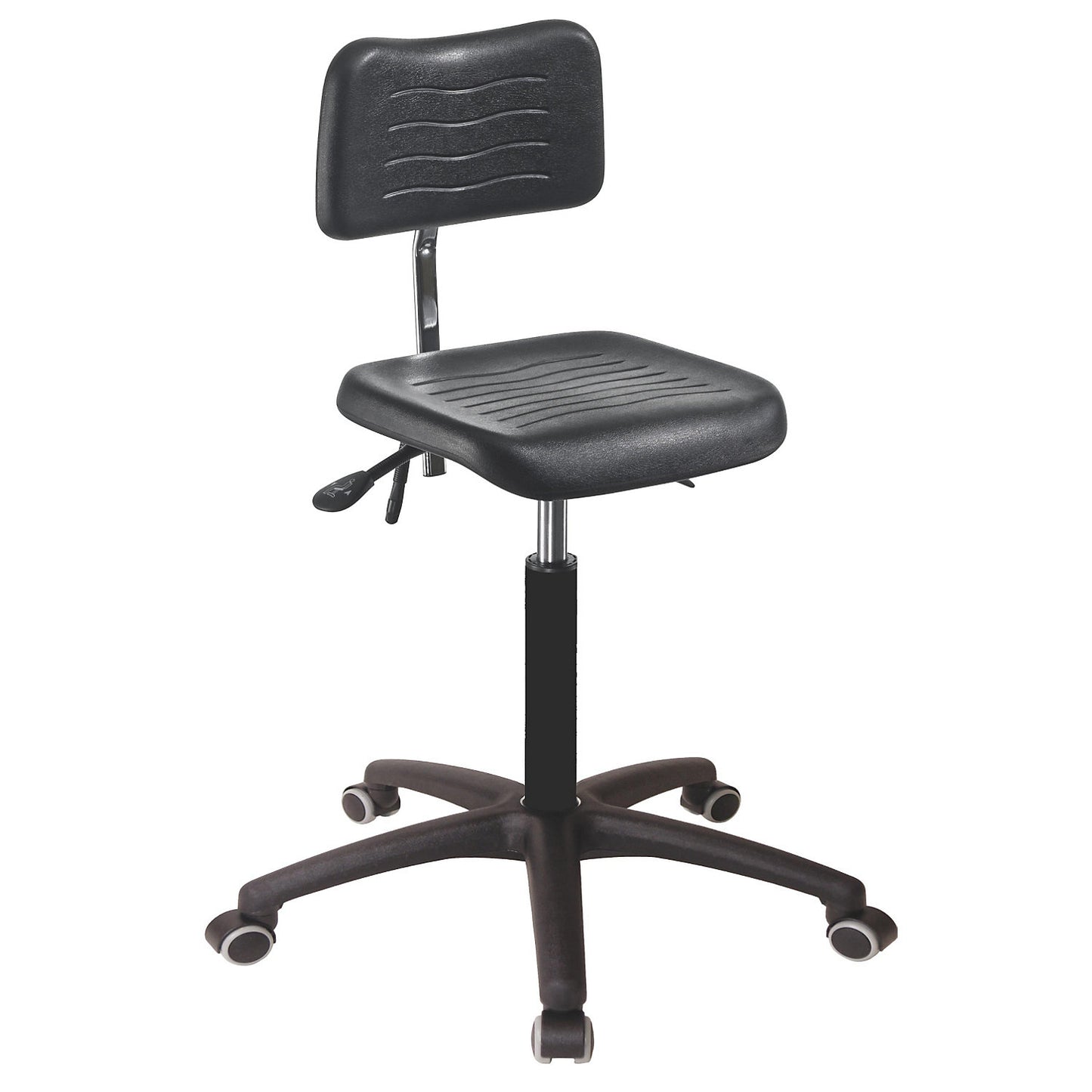PU foam industrial swivel chair, with castors, height adjustment range 510 - 650 mm.