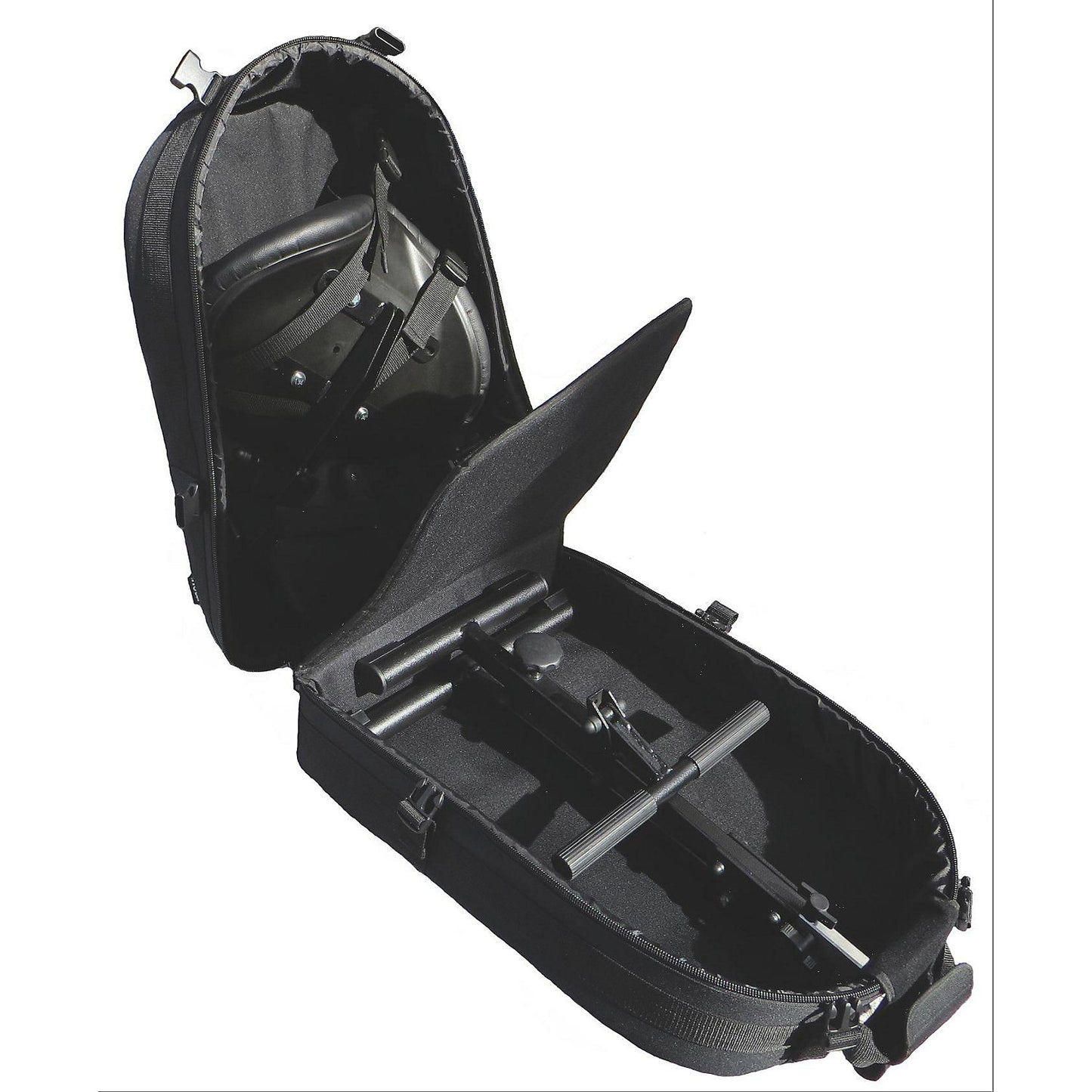 Anti-fatigue stool with rucksack, with floor glides, can be completely disassembled.