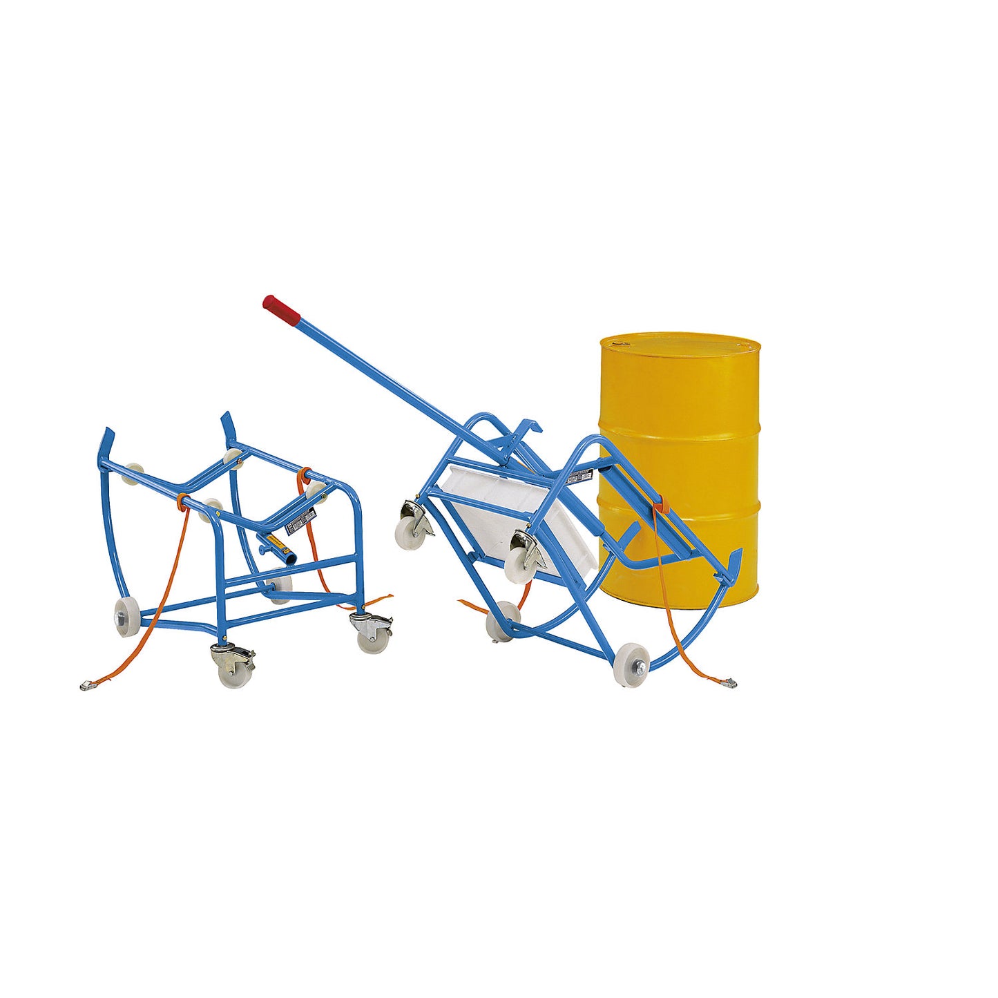 Drum stand for 200 litre drum, drum support with 2 metal rollers, without oil drip tray.