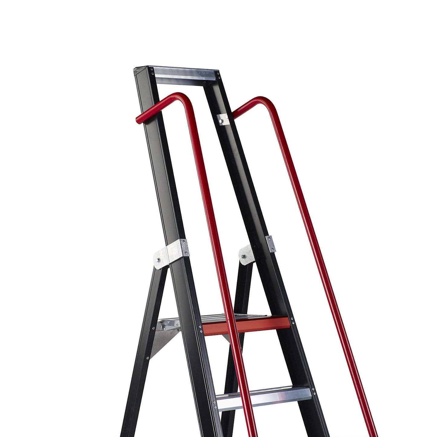 Mobile warehouse steps, with safety hand rails, 11 steps incl. platform.
