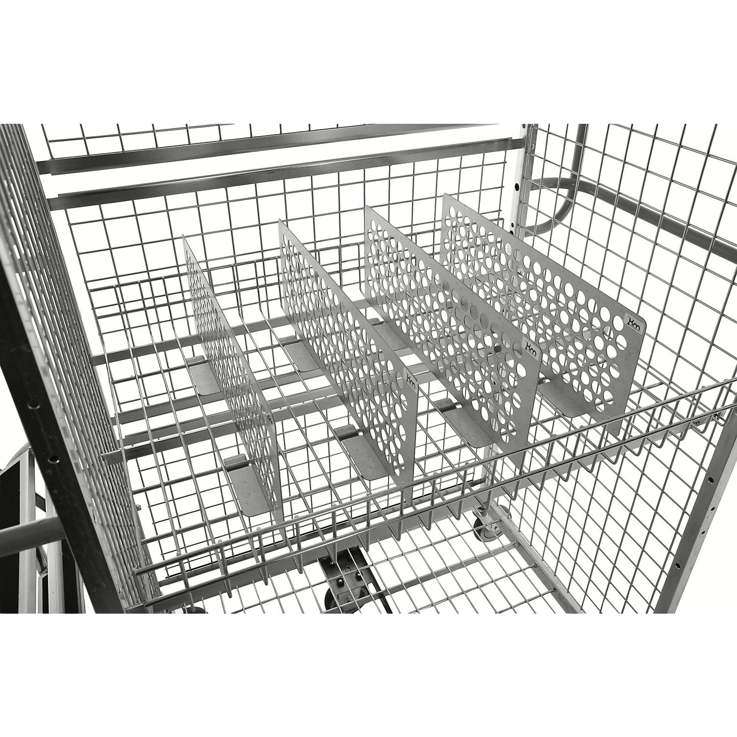 Mesh shelf divider, made of aluminium-zinc sheet, weight 0.79 kg.