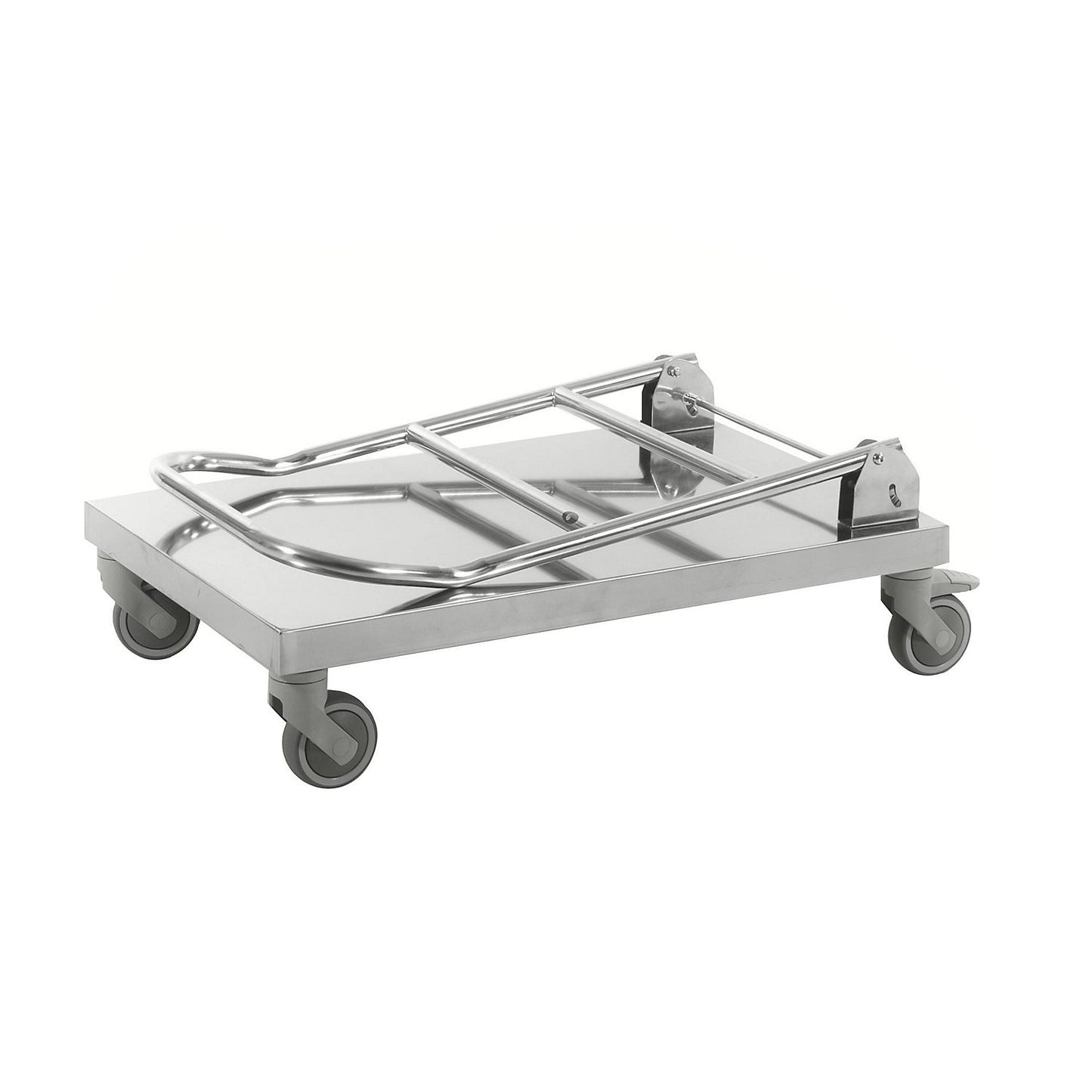 Stainless steel platform truck, max. load 100 kg, LxWxH 880 x 500 x 940 mm.
