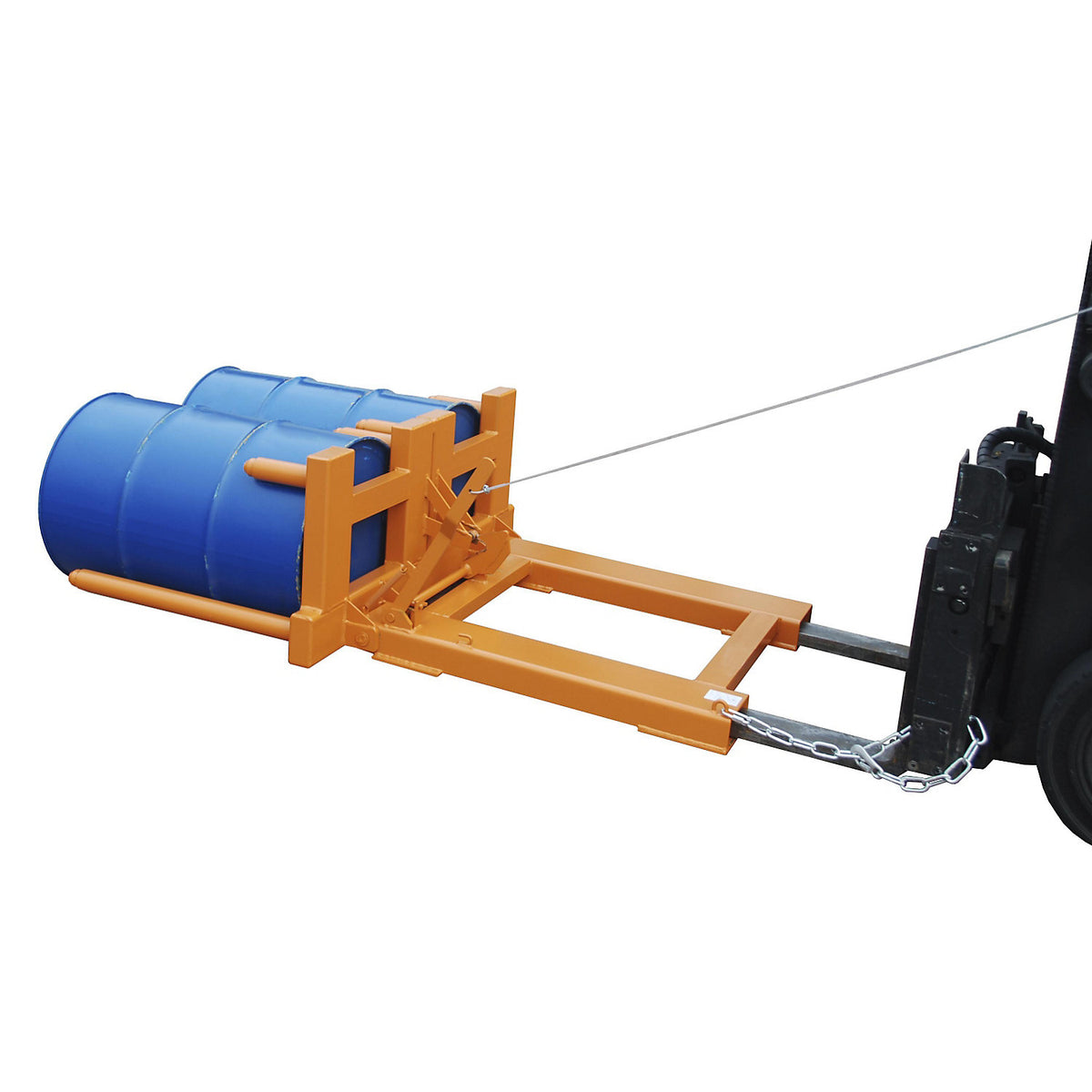 Drum positioner, for 2 x 200 l steel bung drums, orange.